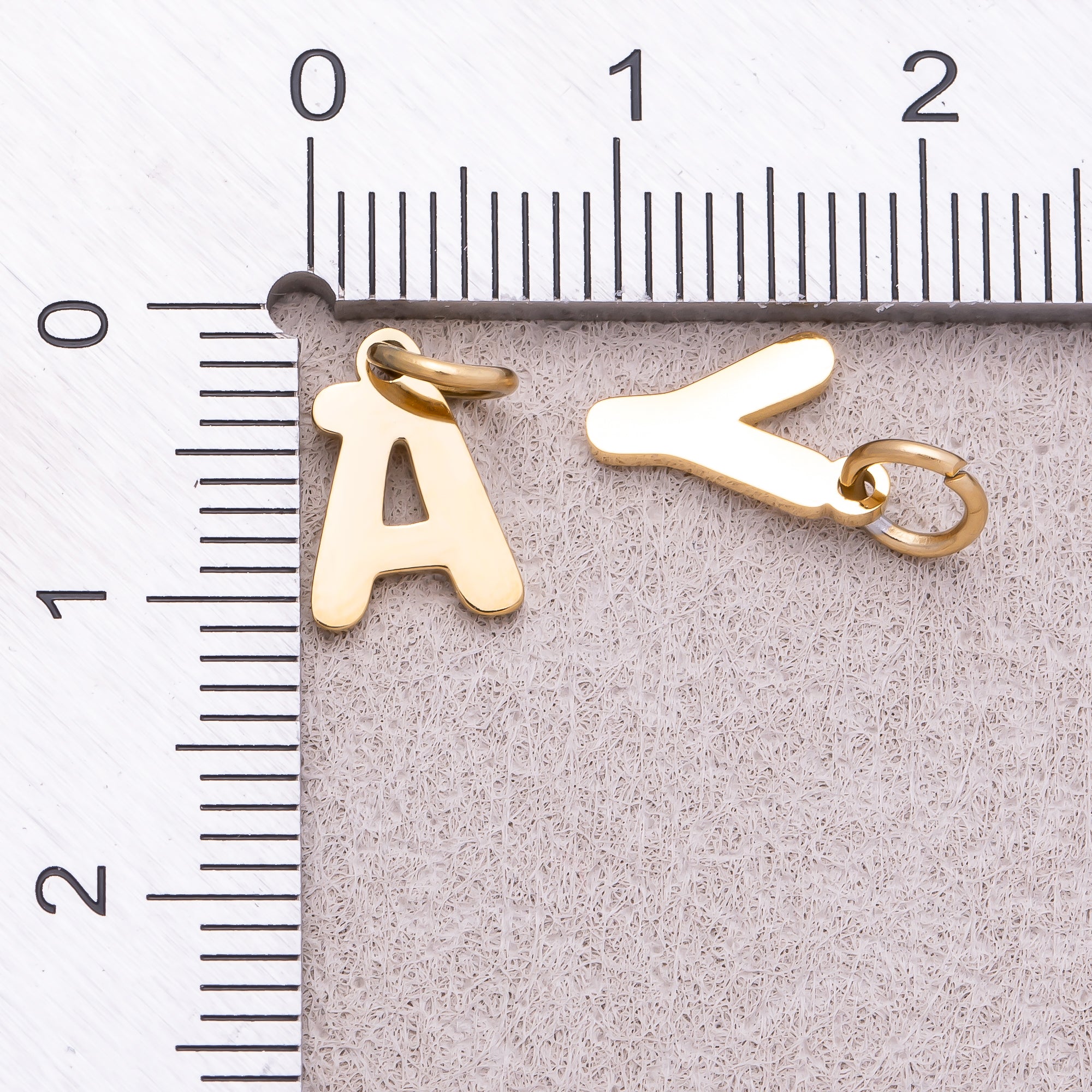 Gold PVD Stainless Steel Plain Alphabet Letter Mini Charm A-Z