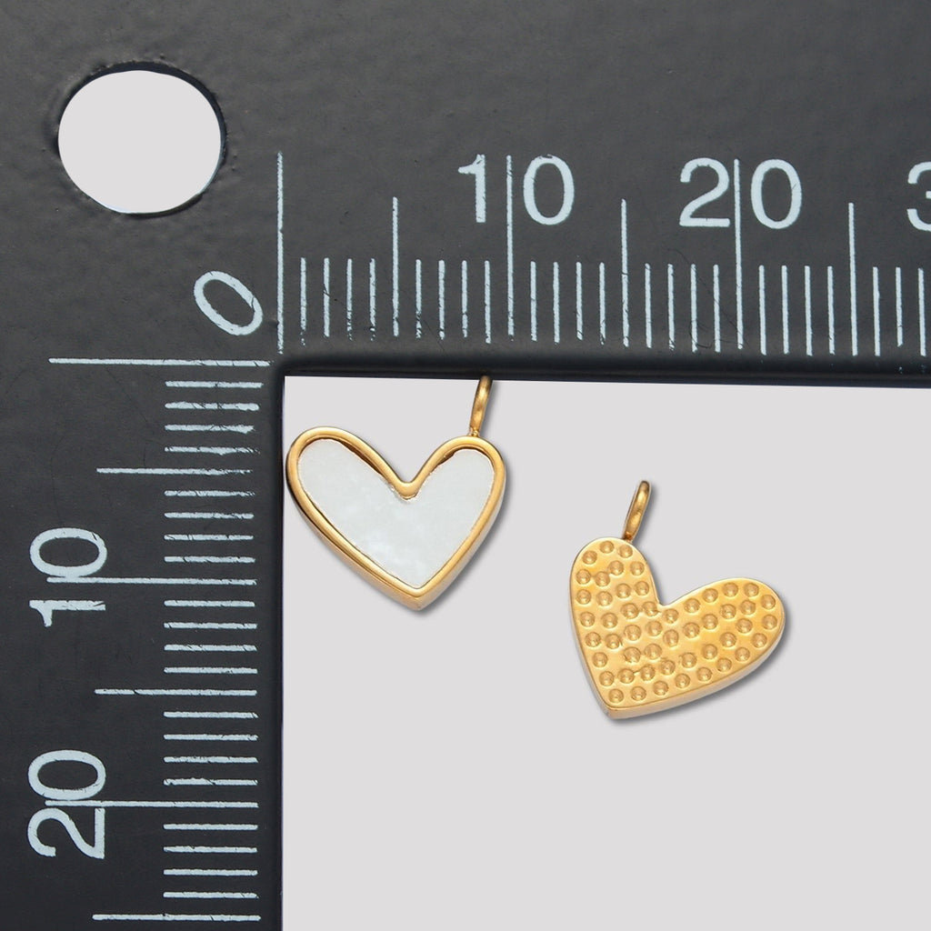 Launch Promo: 24K Gold PVD Stainless Steel Mother of Pearl Irregular Love Heart Charm | Sold Each
