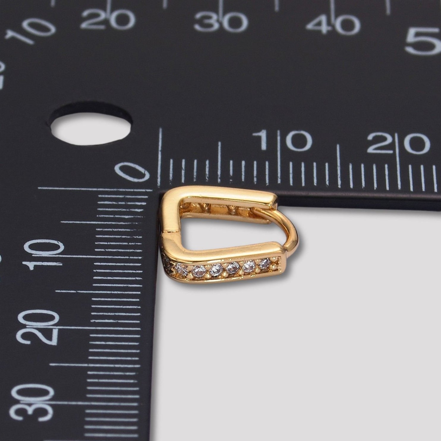 14K Gold Plated Micro Paved CZ Triangle Huggie Hoop Earrings