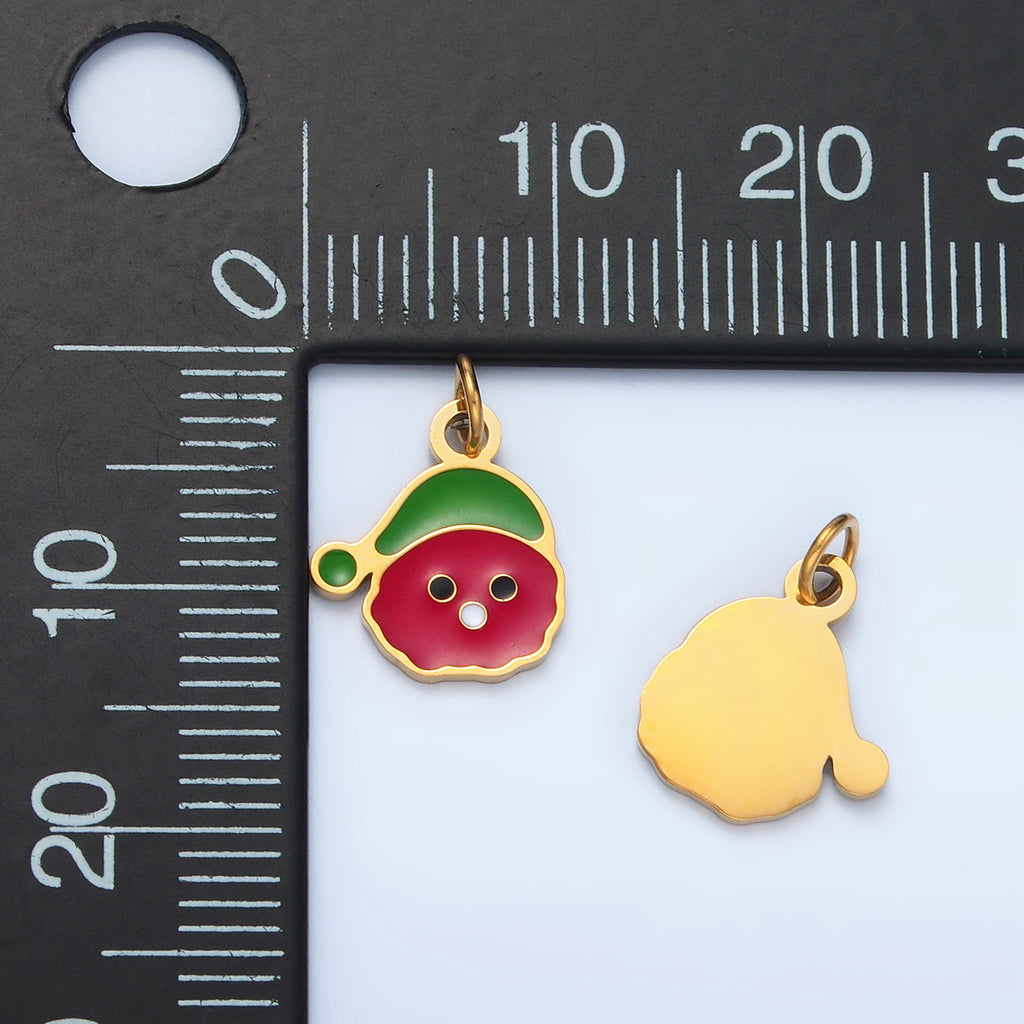 Launch Promo: 24K Gold PVD Stainless Steel Mini Cute Santa Enamel Charm | Sold Each