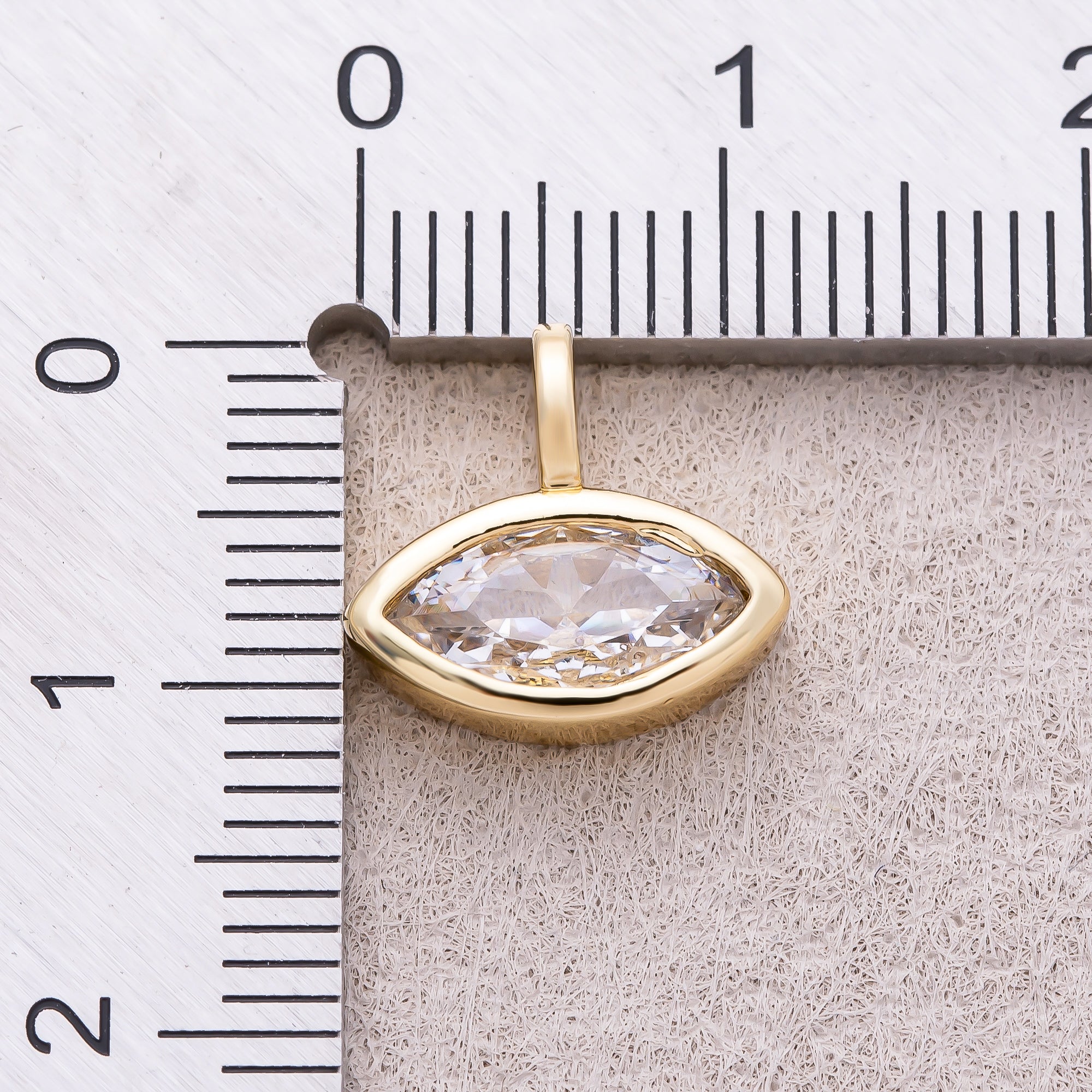 16K Gold Plated Bezel Set CZ Marquise Pendant - Sold Each