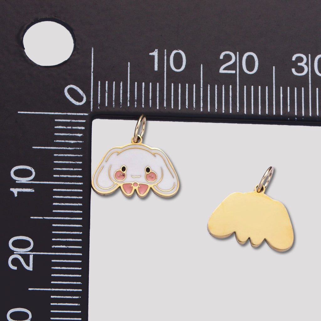 Launch Promo: 24K Gold PVD Stainless Steel Pink White Cute Baby Doll Enamel Charm | Sold Each
