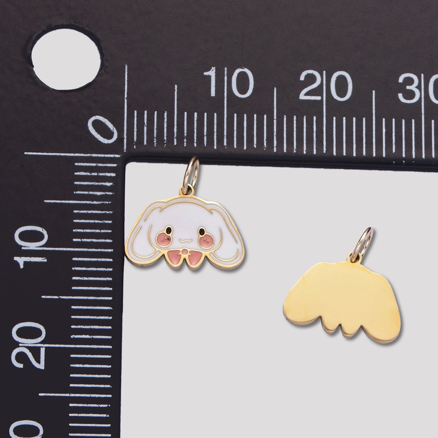 Launch Promo: 24K Gold PVD Stainless Steel Pink White Cute Baby Doll Enamel Charm | Sold Each