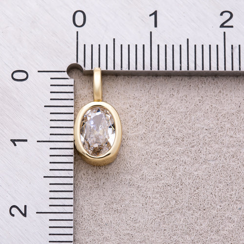 16K Gold Plated Bezel Set CZ Oval Pendant - Sold Each