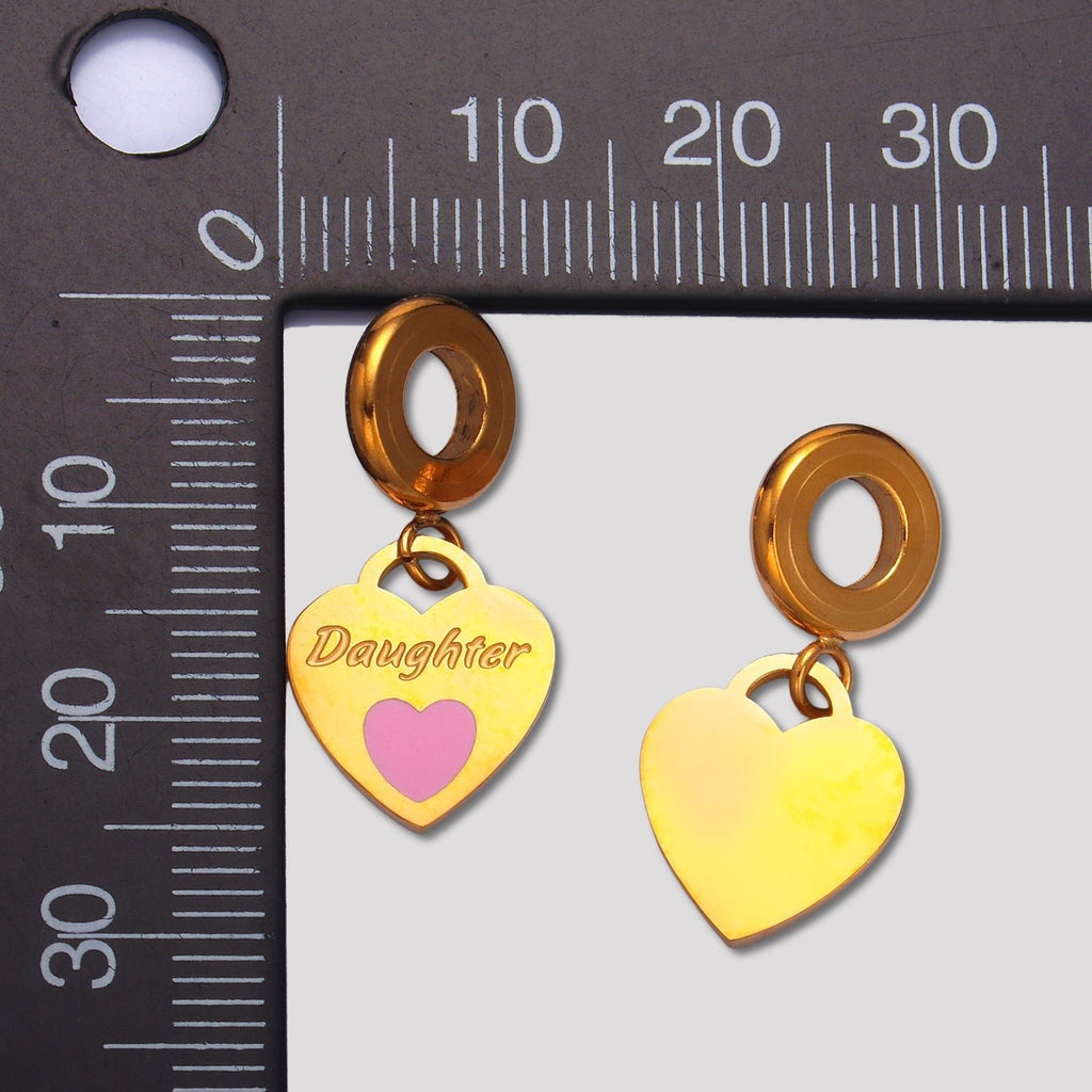 Launch Promo: 24K Gold PVD Stainless Steel Pink Sibling Love Heart Charm | Sold Each