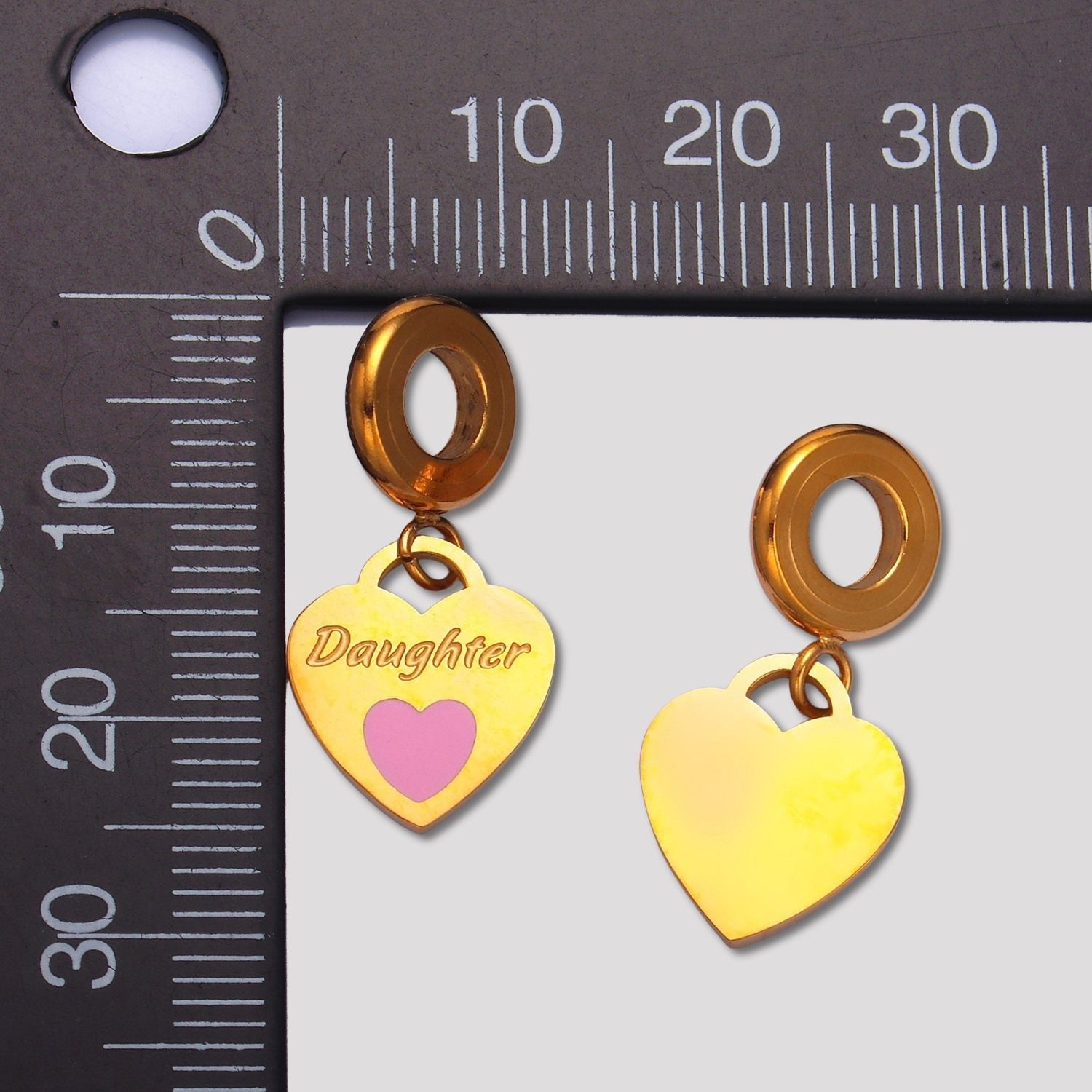 Launch Promo: 24K Gold PVD Stainless Steel Pink Sibling Love Heart Charm | Sold Each