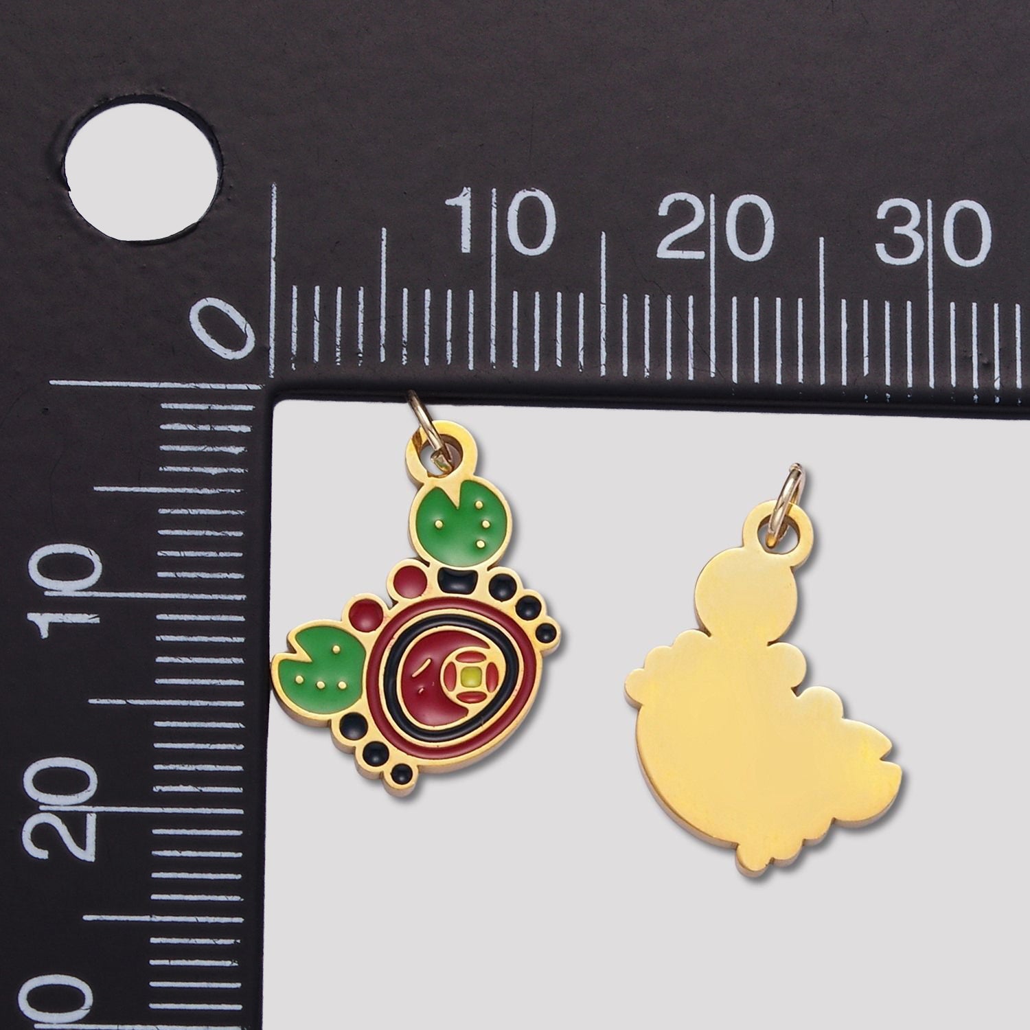 Launch Promo: 24K Gold PVD Stainless Steel Green Red Ocean Crab Enamel Charm | Sold Each