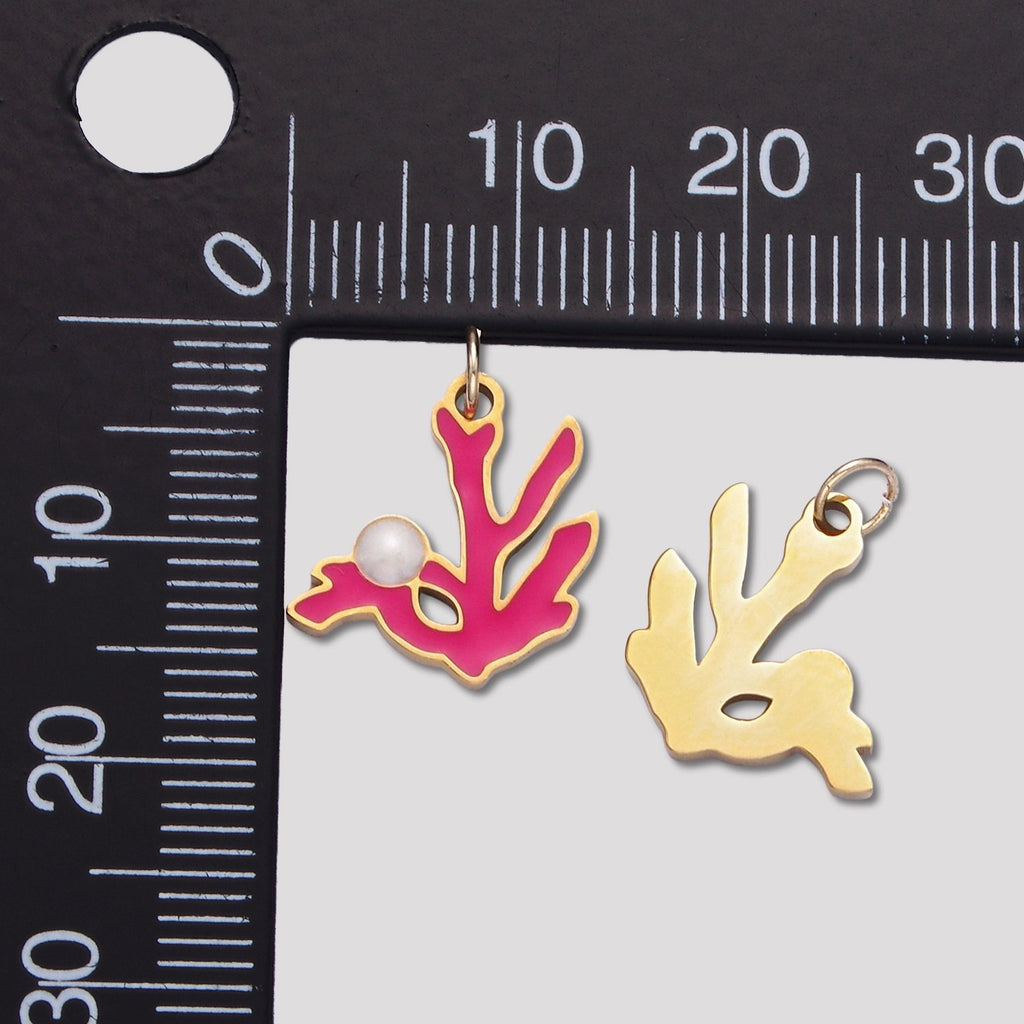 Launch Promo: 24K Gold PVD Stainless Steel Pink Ocean Coral Reef Enamel Charm | Sold Each