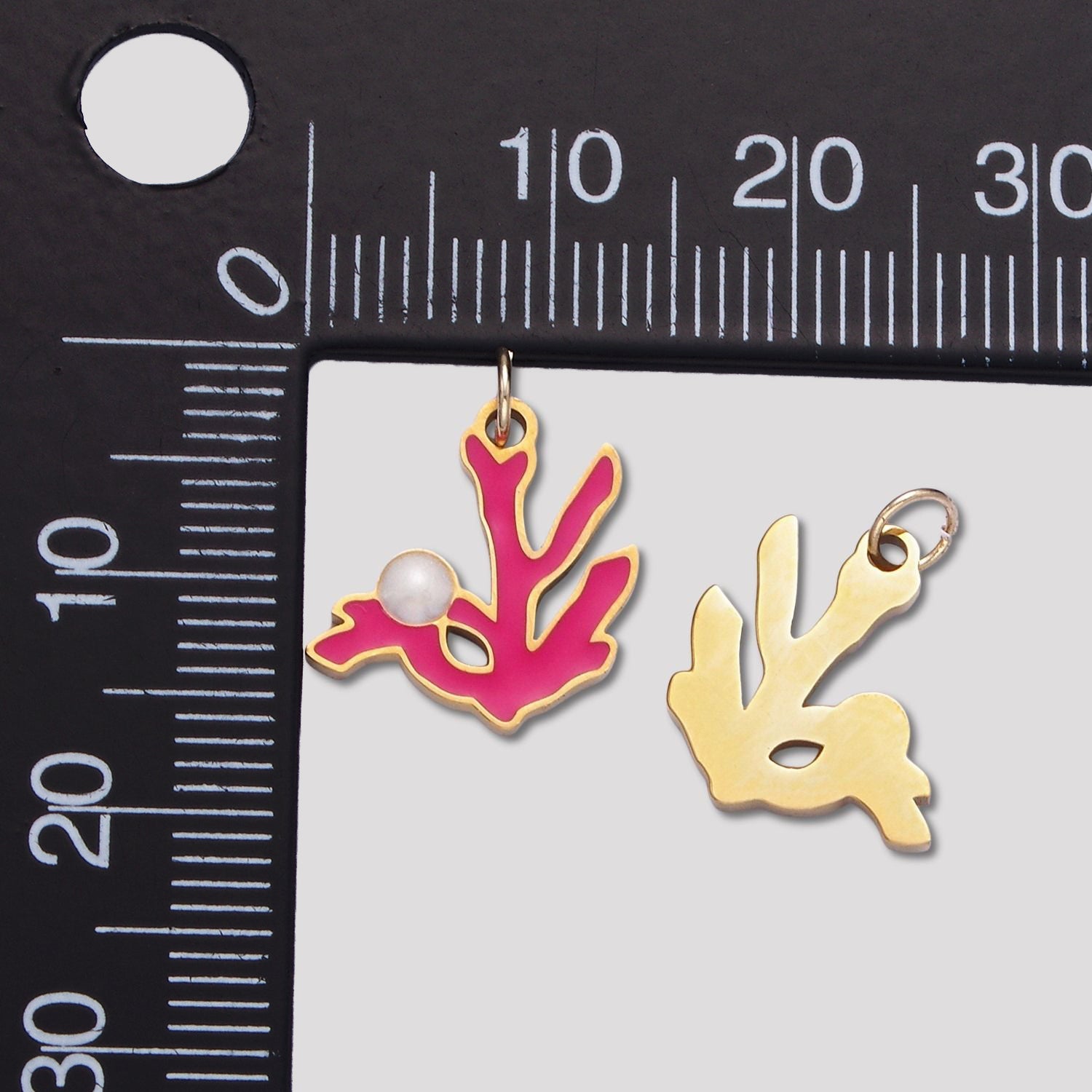 Launch Promo: 24K Gold PVD Stainless Steel Pink Ocean Coral Reef Enamel Charm | Sold Each