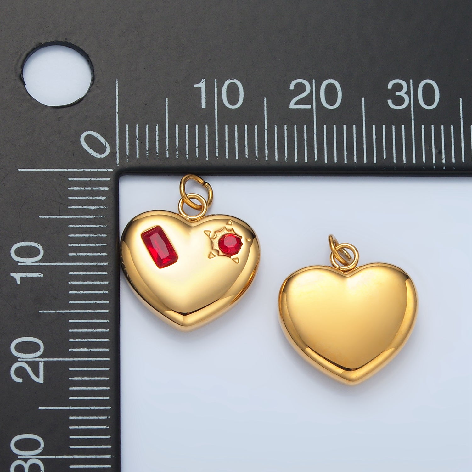 Launch Promo: 24K Gold PVD Stainless Steel Multicolor CZ Puffy Love Heart Charm | Sold Each