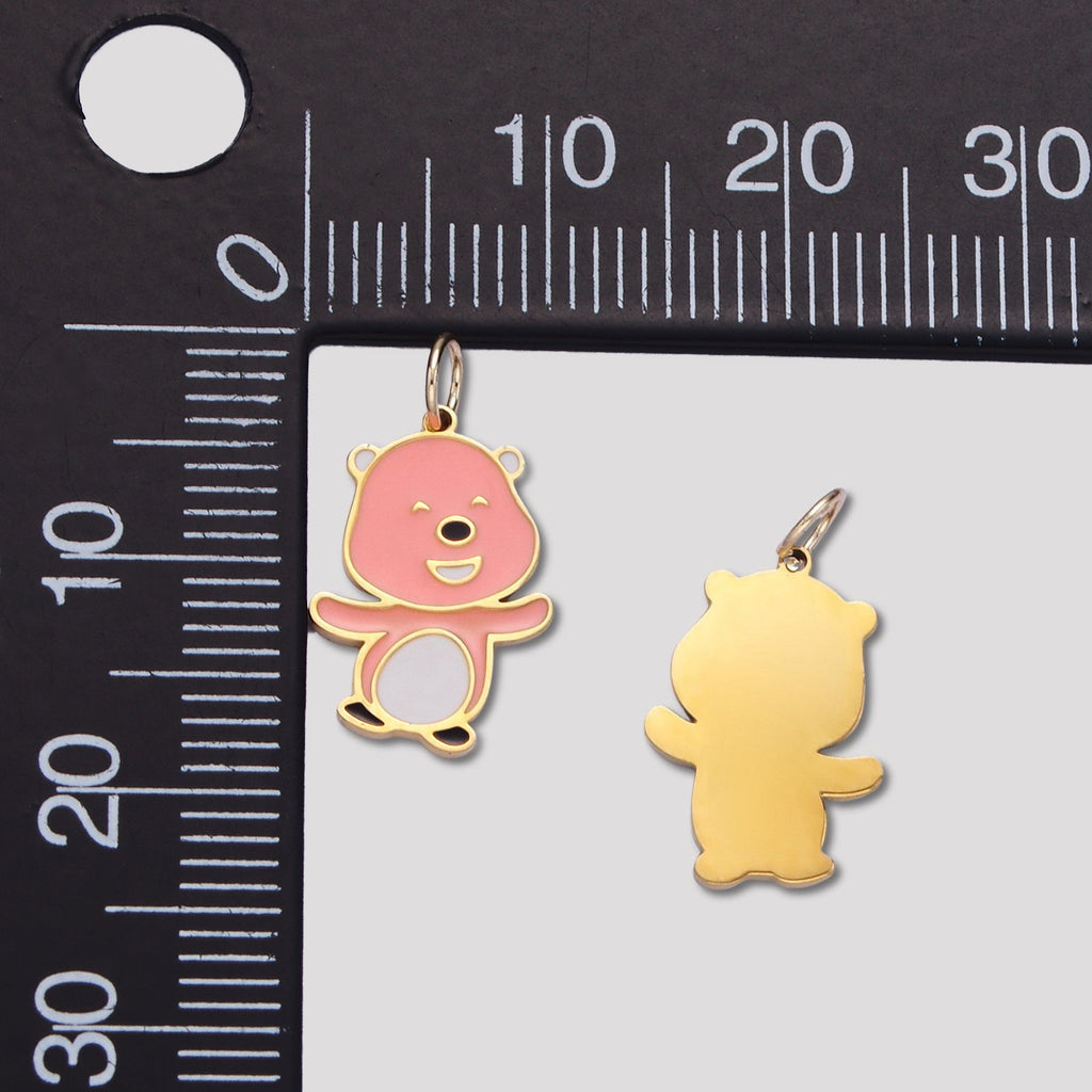 Launch Promo: 24K Gold PVD Stainless Steel Pink Beaver Cartoon Enamel Charm | Sold Each