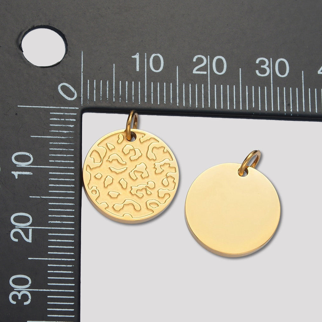 Launch Promo: 24K Gold PVD Stainless Steel Textured Earth Medallion Charm in Gold & Silver | Sold Each