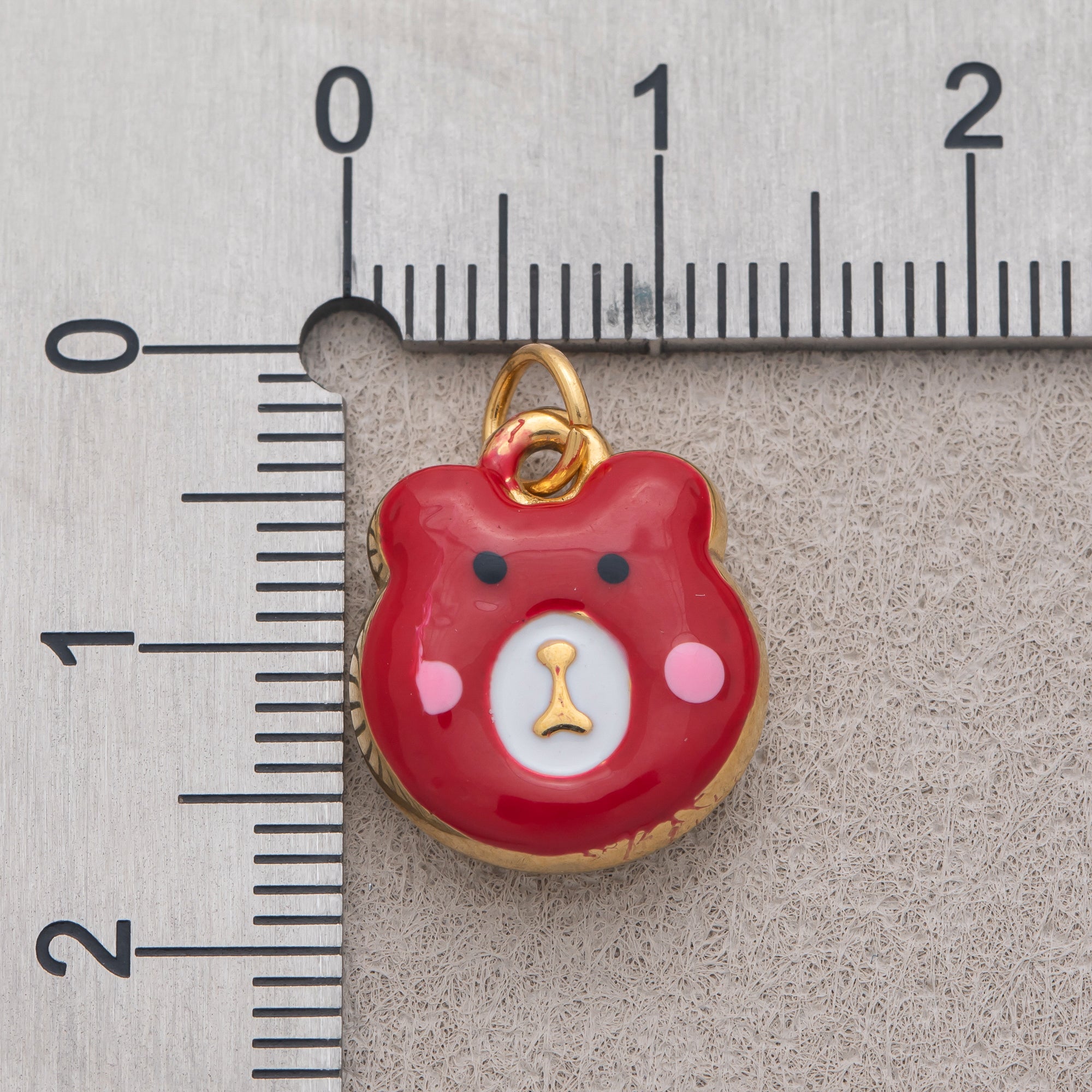 Gold PVD Stainless Steel Colorful Cute Teddy Bear Enamel Charm