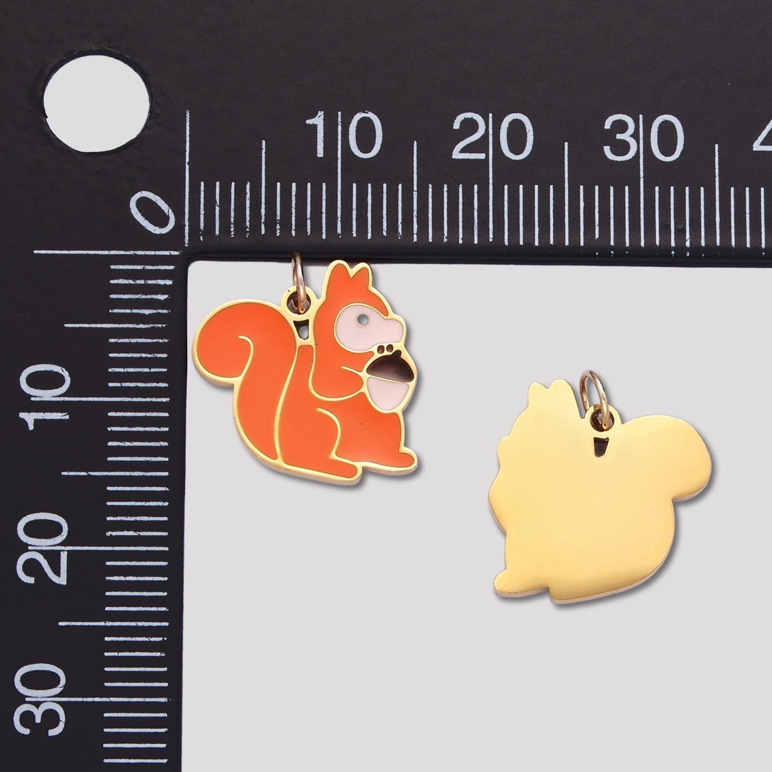 Launch Promo: 24K Gold PVD Stainless Steel Orange Squirrel Animal Enamel Charm | Sold Each