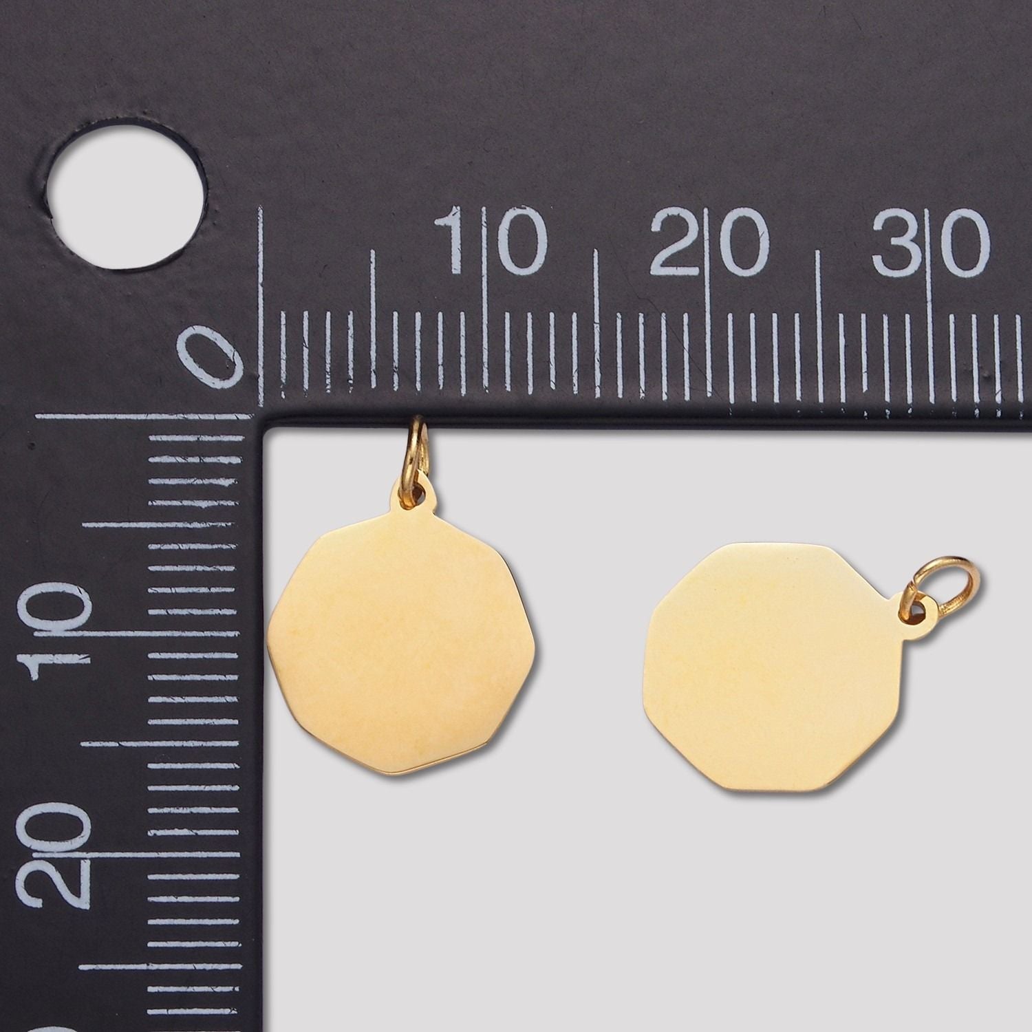 Launch Promo: 14K Gold PVD Stainless Steel Plain Hexagon Tag Charm | Sold Each