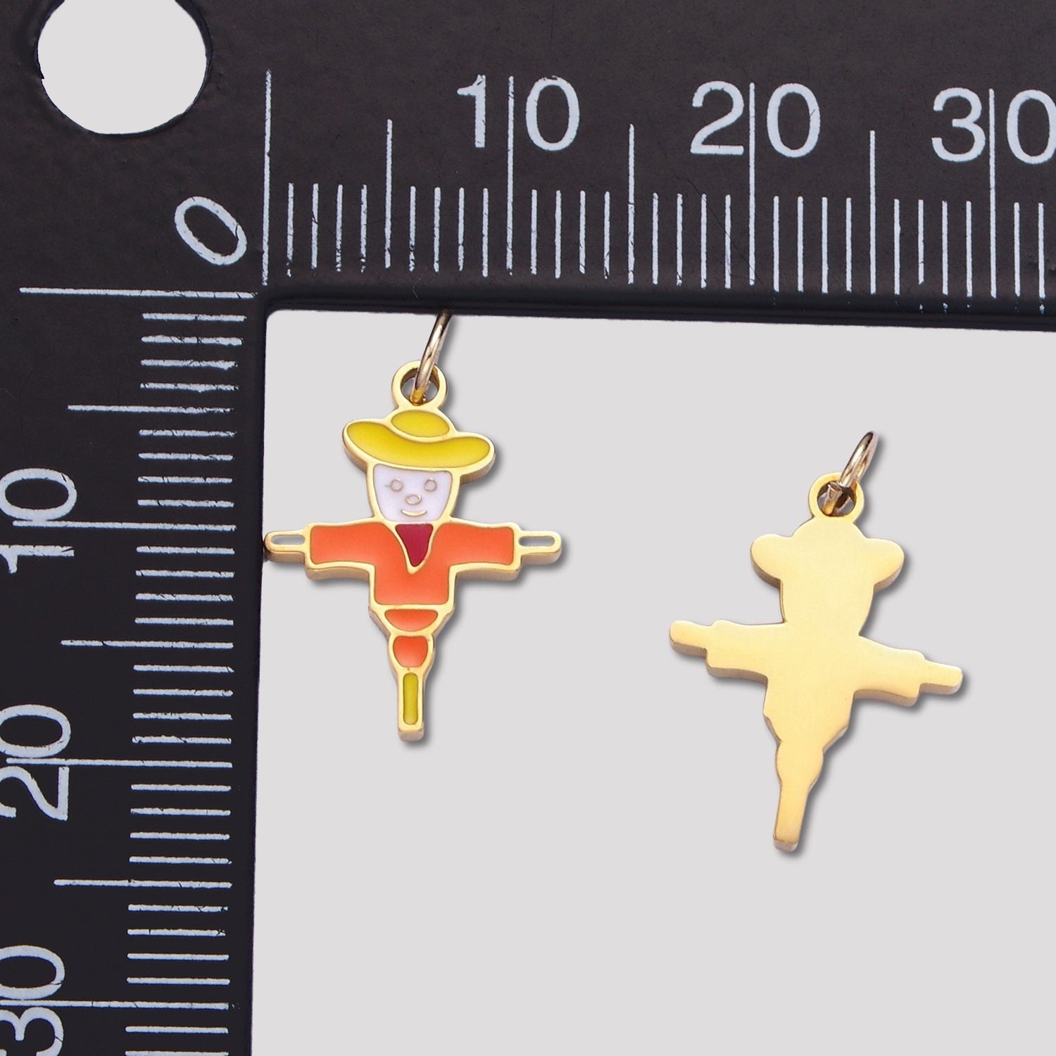 Launch Promo: 24K Gold PVD Stainless Steel Colorful Scarecrow Enamel Charm | Sold Each