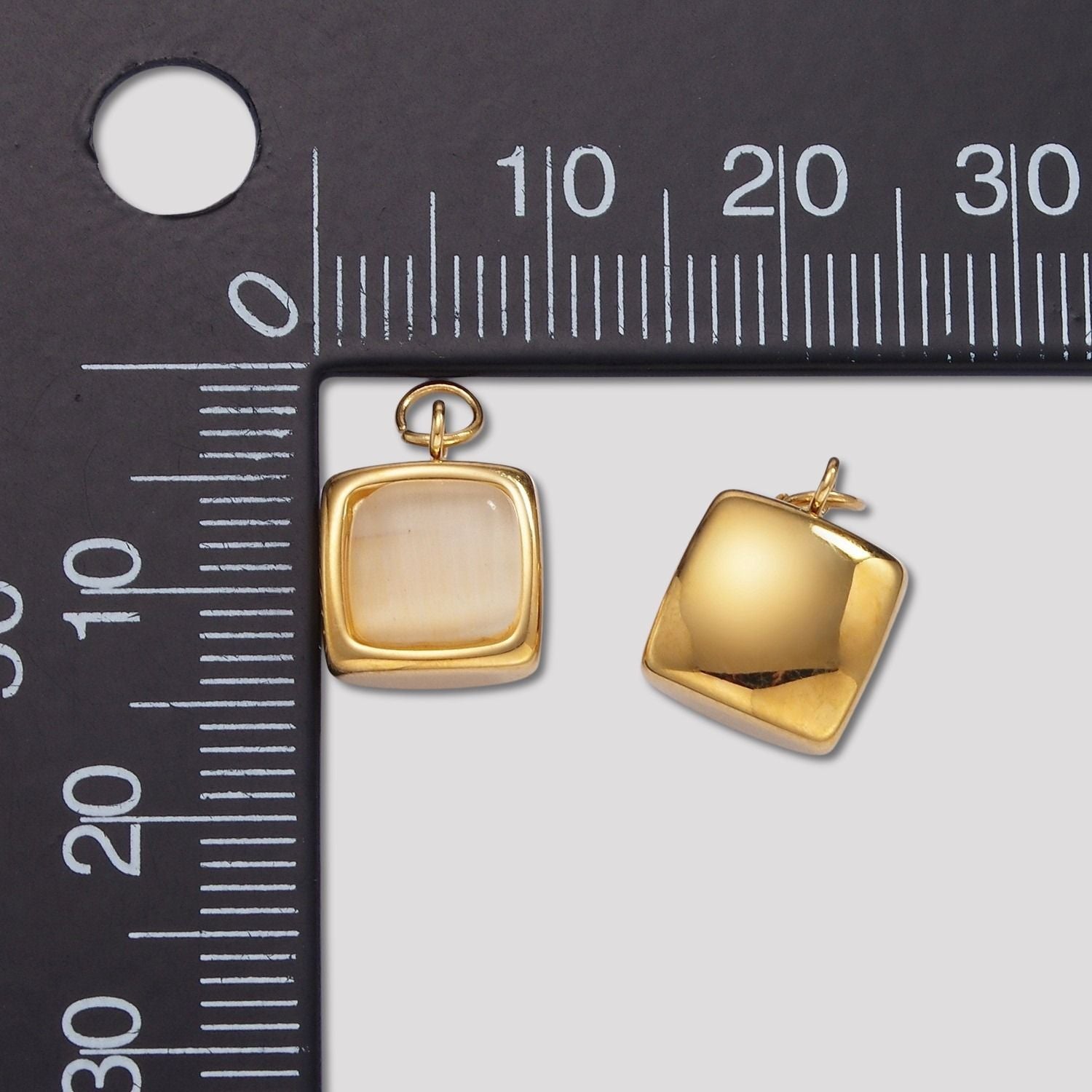 Launch Promo: 14K Gold PVD Stainless Steel Chubby Moonstone Square Charm | Sold Each