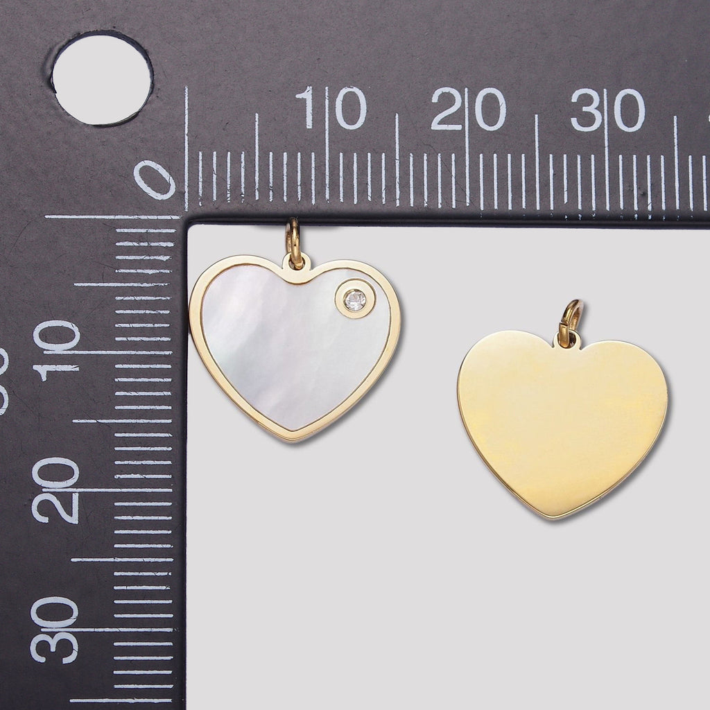 Launch Promo: 14K Gold PVD Stainless Steel Mother Of Pearl Love Heart Charm | Sold Each