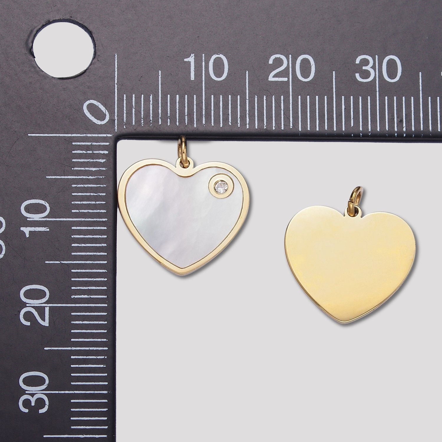 Launch Promo: 14K Gold PVD Stainless Steel Mother Of Pearl Love Heart Charm | Sold Each
