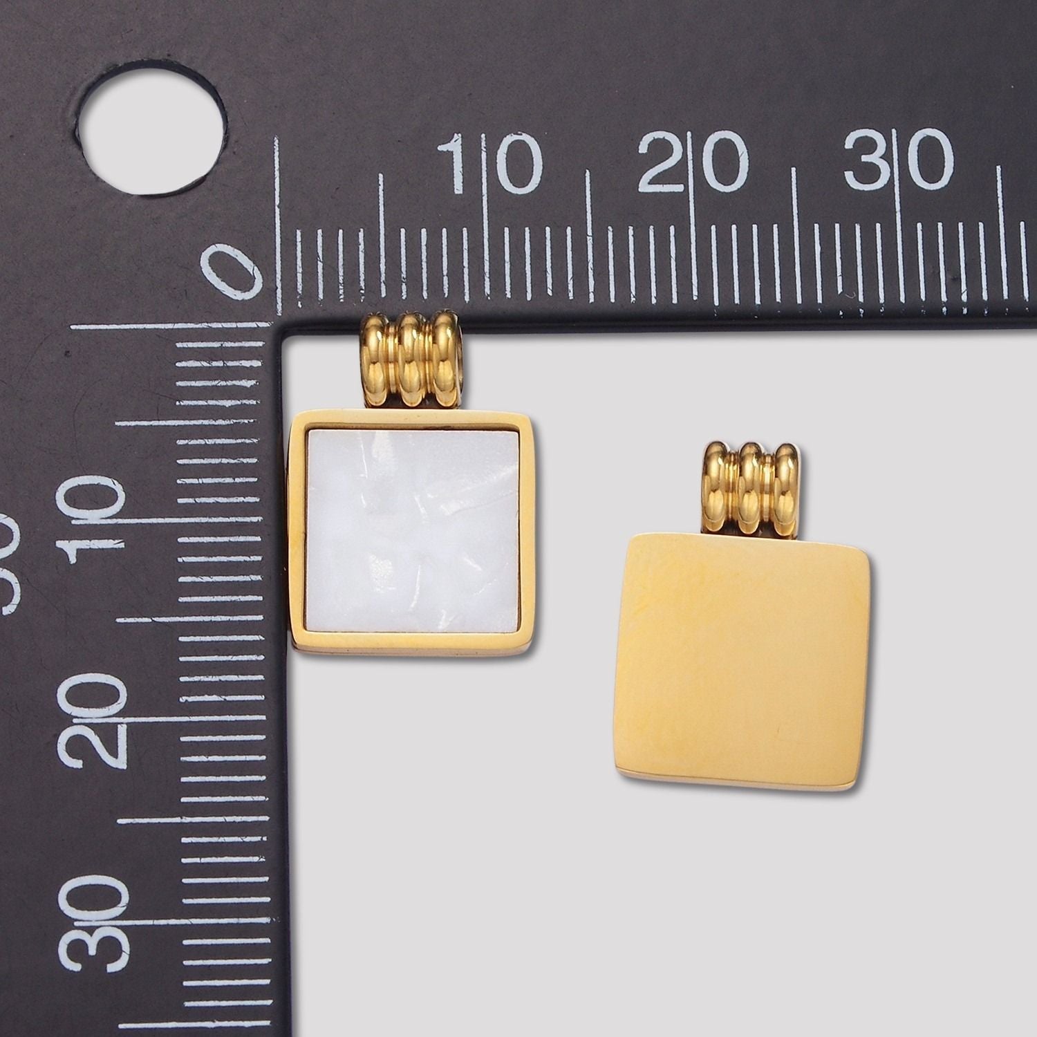 Launch Promo: 14K Gold PVD Stainless Steel Mother of Pearl Square Geometric Charm | Sold Each