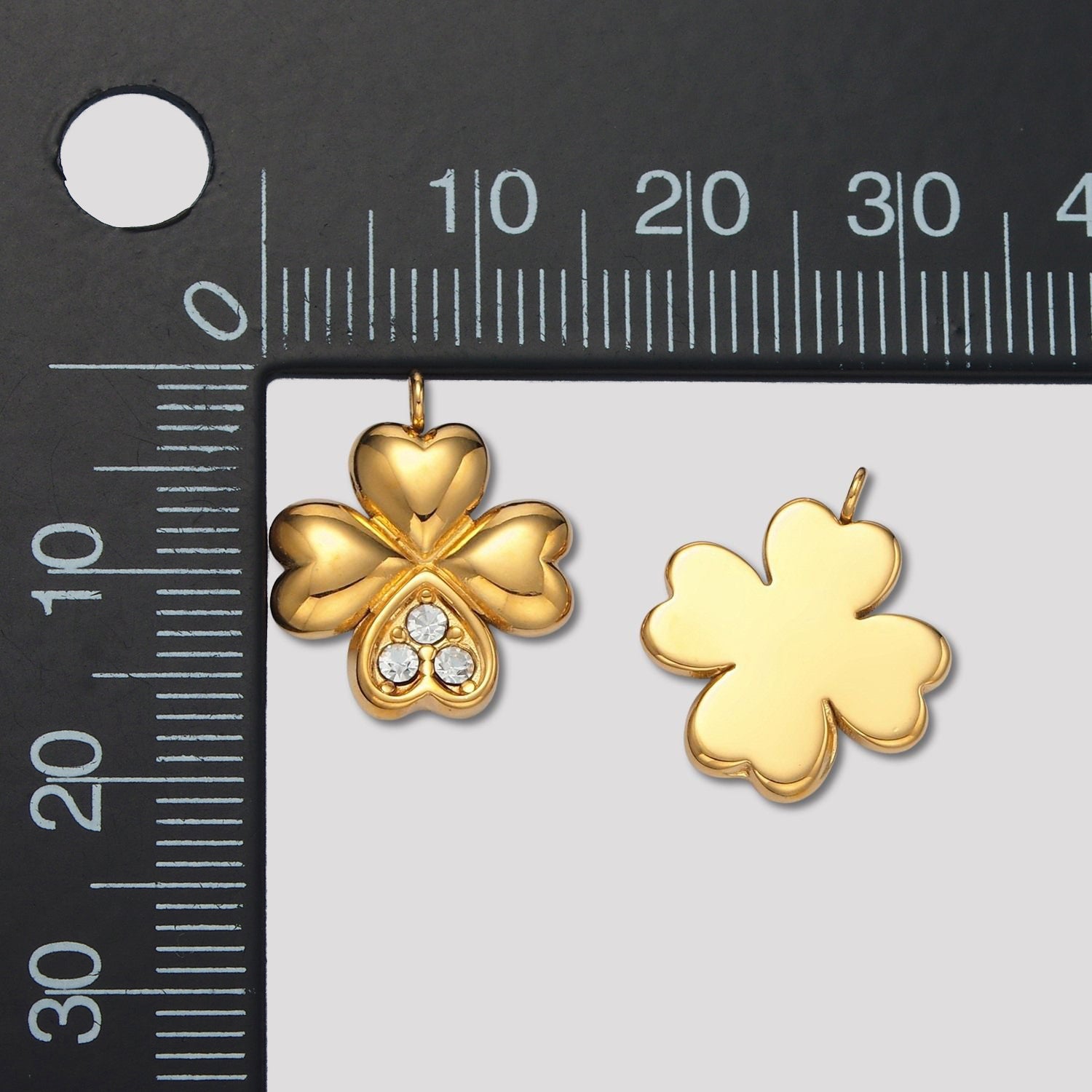 Launch Promo: 24K Gold PVD Stainless Steel Heart Lucky Four Leaf Charm | Sold Each