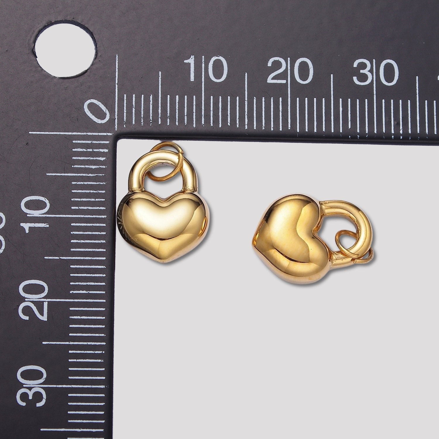Launch Promo: 14K Gold PVD Stainless Steel Chubby Love Heart Padlock Charm | Sold Each