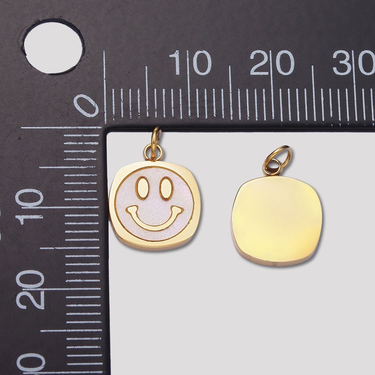 Launch Promo: 14K Gold PVD Stainless Steel Mother Of Pearl Irregular Smiley Emoticon Mini Charm | Sold Each
