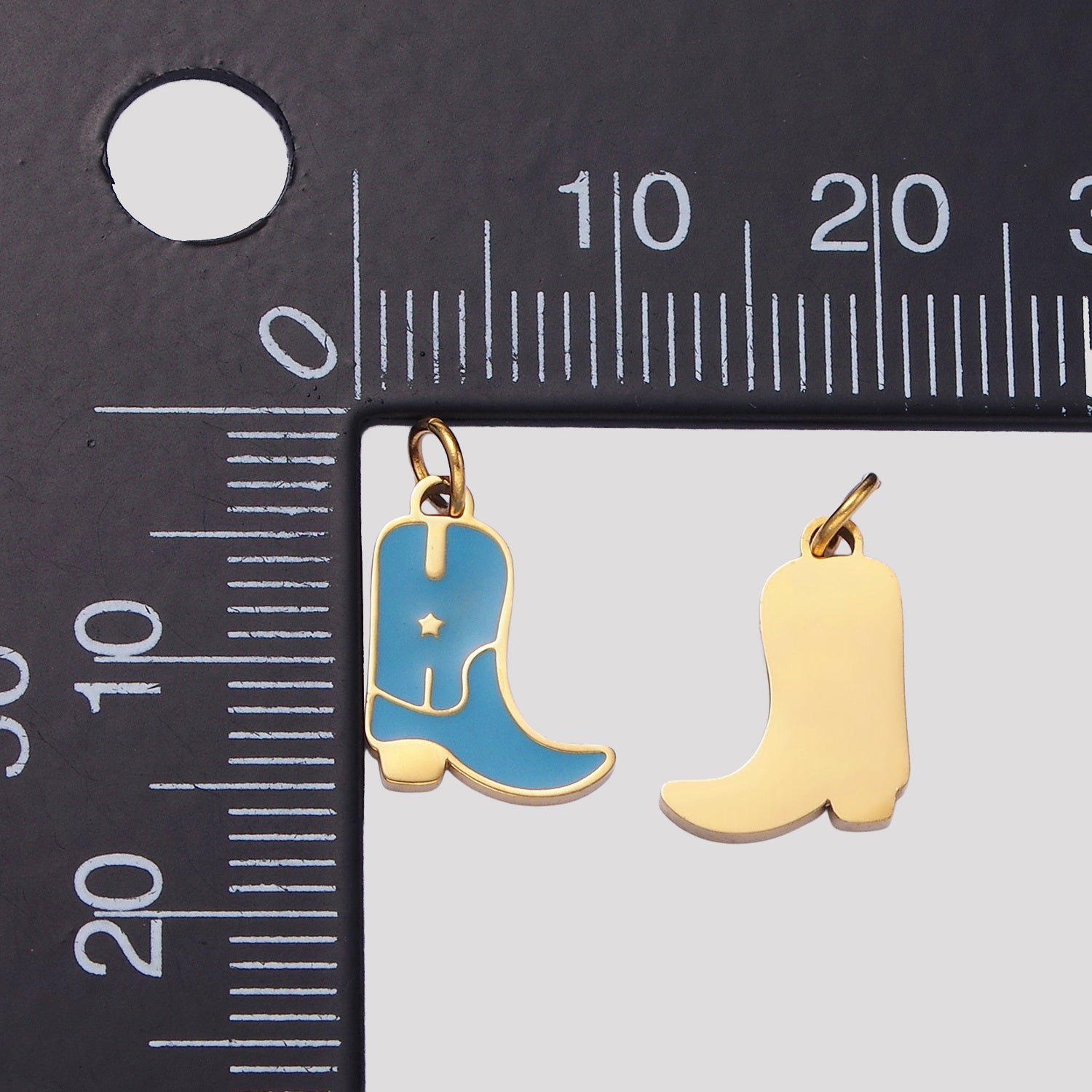 Launch Promo: 14K Gold PVD Stainless Steel Blue & Pink Star Boots Enamel Charm | Sold Each