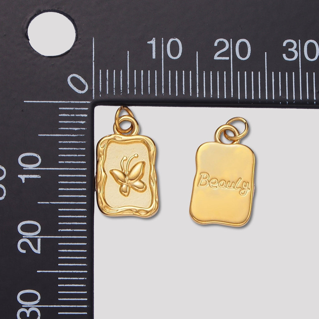 Launch Promo: 14K Gold PVD Stainless Steel Butterfly Mariposa Tag Pendant | Sold Each