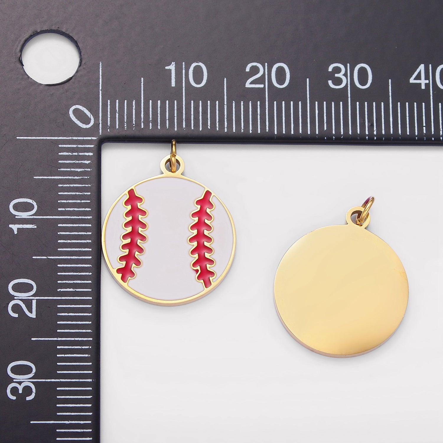 Launch Promo: 14K Gold PVD Stainless Steel Baseball Sport Enamel Charm | Sold Each