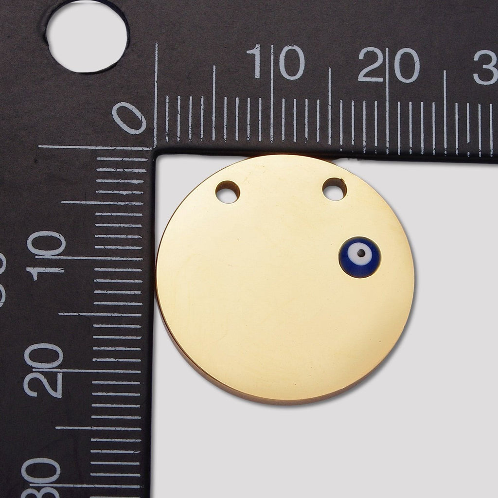 Launch Promo: 24K Gold PVD Stainless Steel Evil Eye Protection Round Pendant | Sold Each