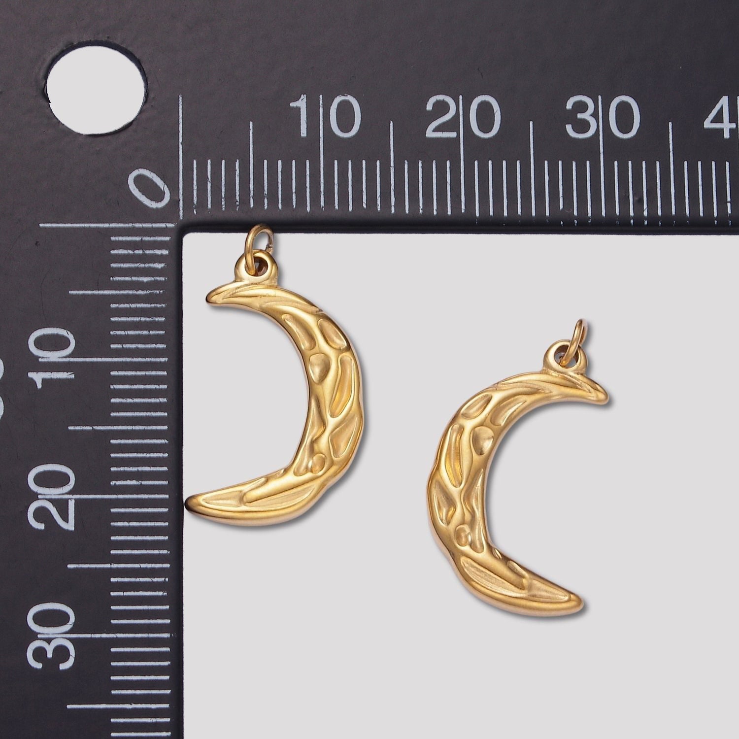 Launch Promo: 14K Gold PVD Stainless Steel Hammered Crescent Moon Charm | Sold Each