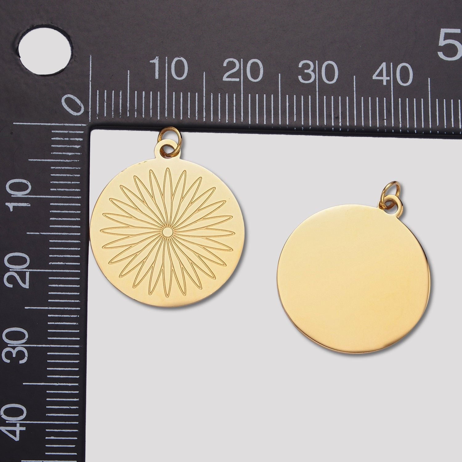 Launch Promo: 14K Gold PVD Stainless Steel Round Flower Medallion Charm | Sold Each