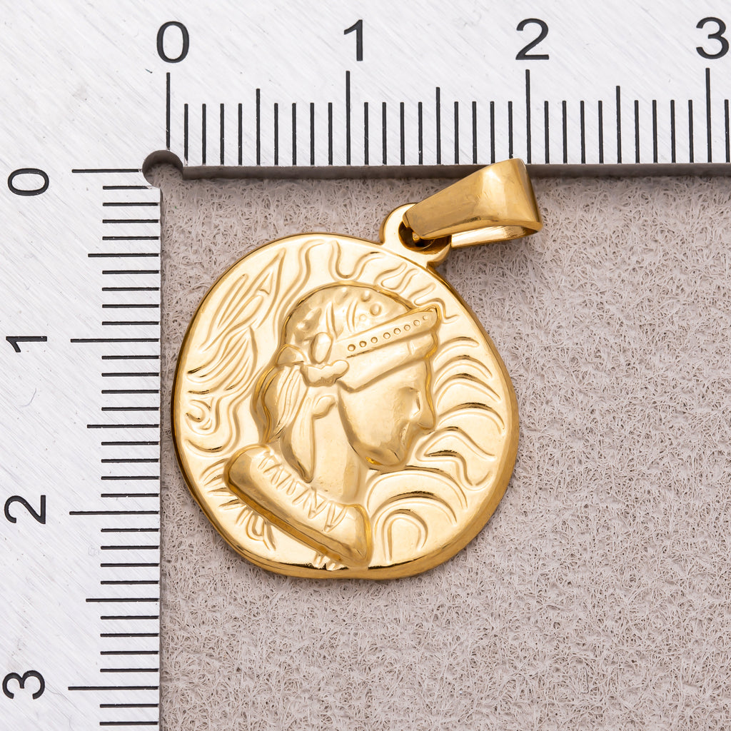 Gold PVD Stainless Steel Virgin Mary Religious Medallion Pendant