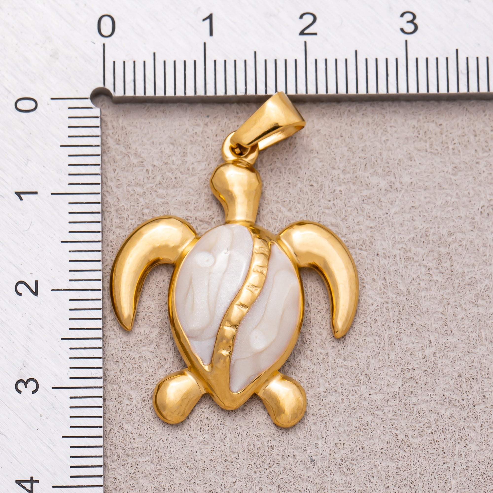 Gold PVD Stainless Steel Mother of Pearl Ocean Turtle Beach Pendant