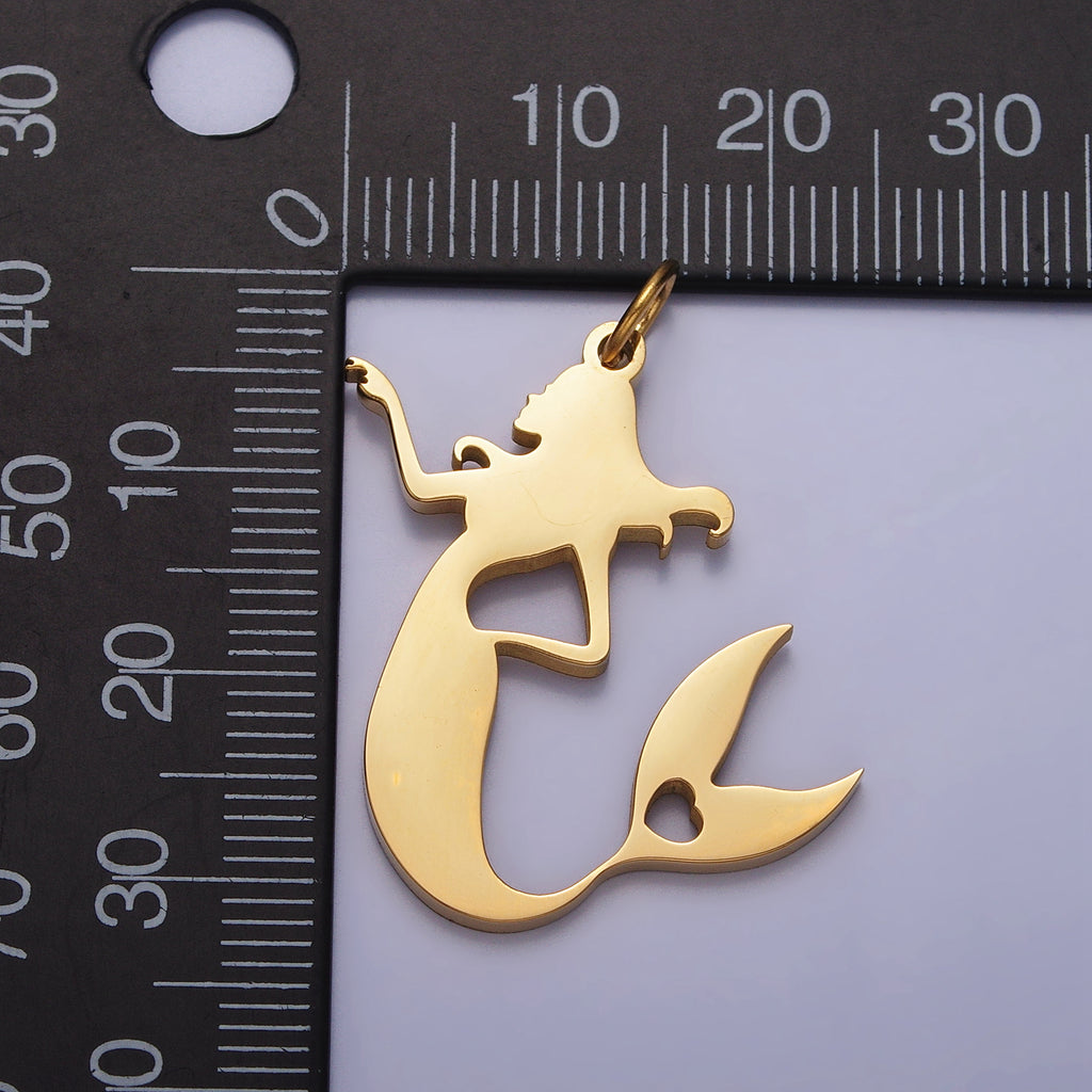 Launch Promo: 24K Gold PVD Stainless Steel Ocean Mermaid Silhouette Charm | Sold Each