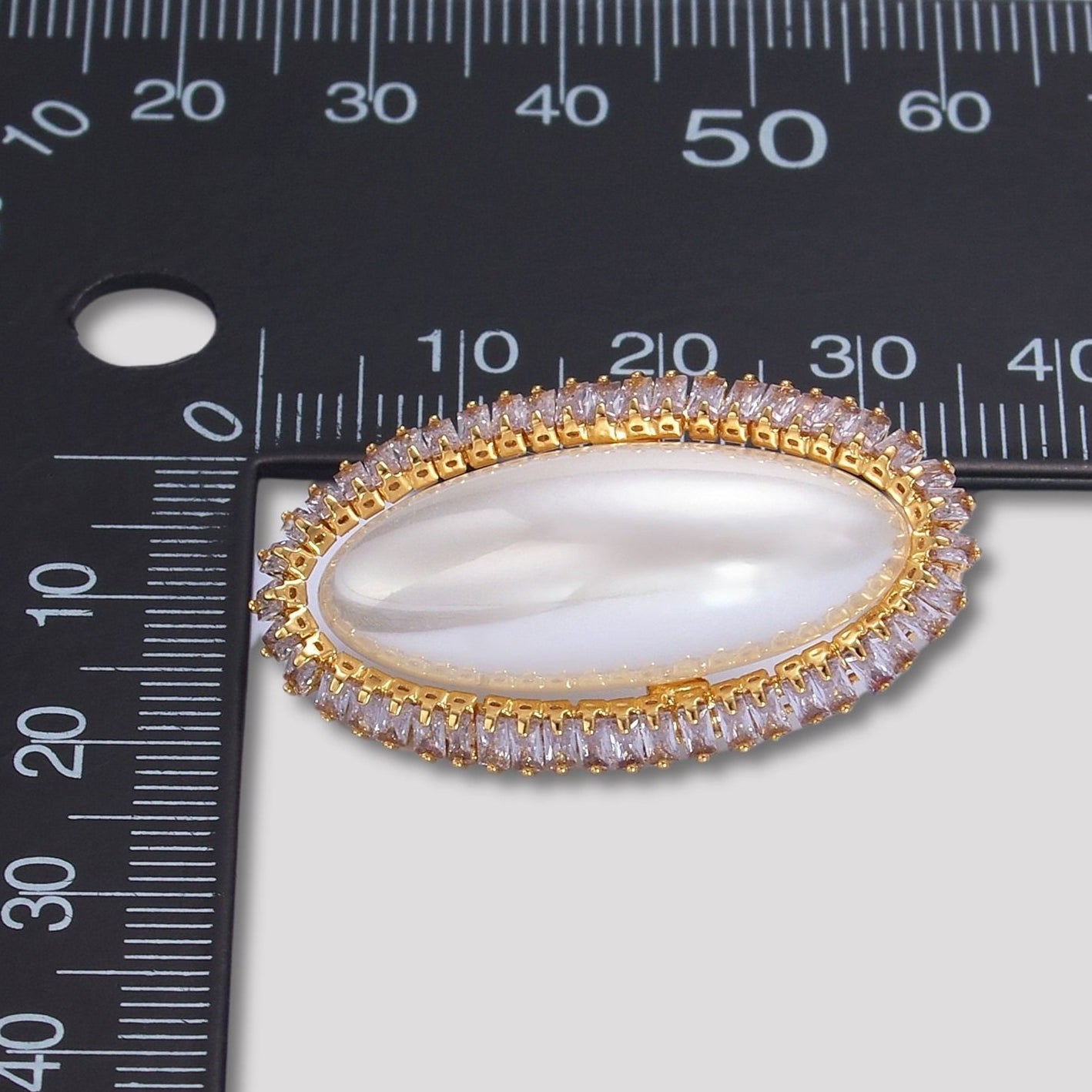 Launch Promo: 24K Gold PVD Stainless Steel Shell Pearl Oval Bezel CZ Statement Stud Earring | Sold Each
