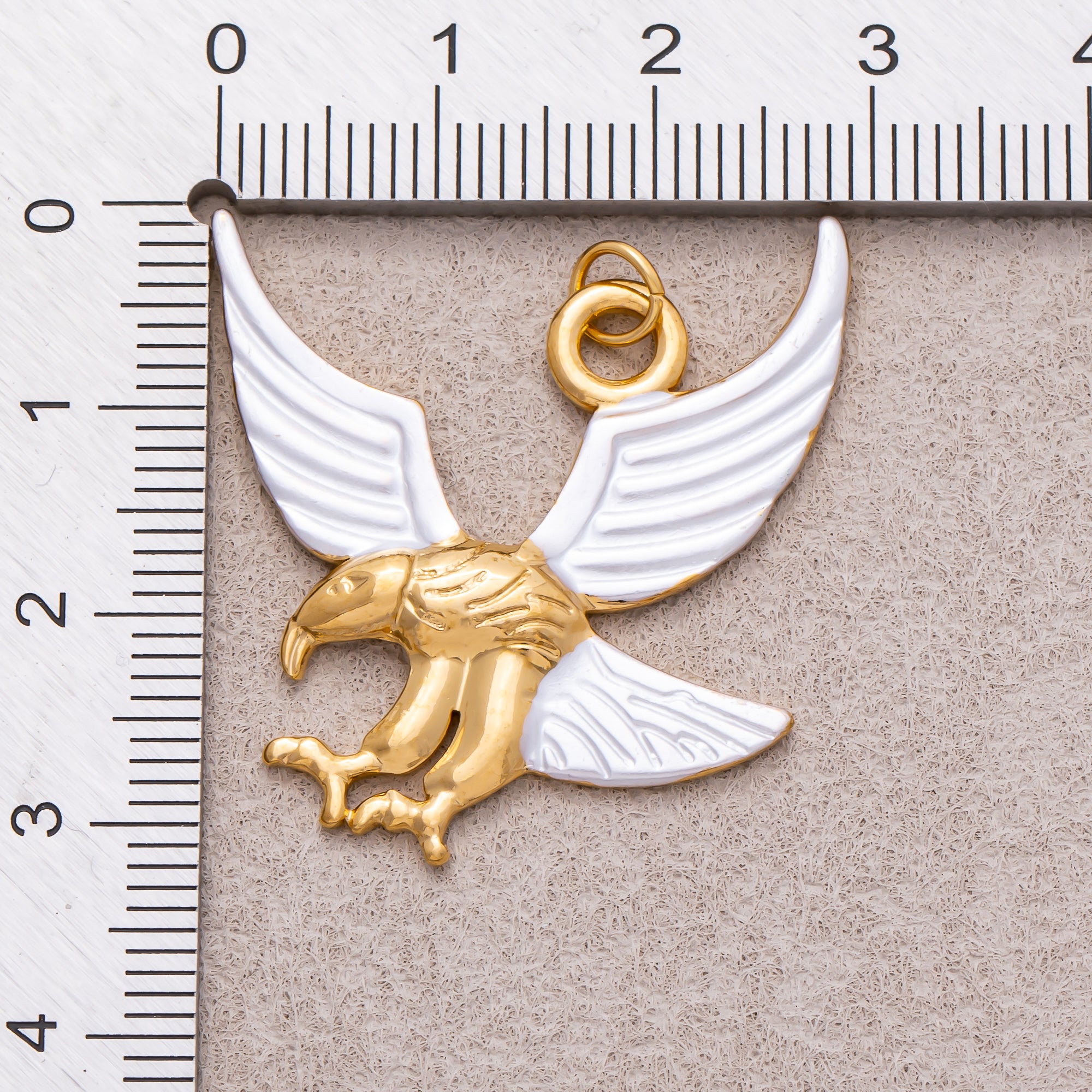 Gold PVD Stainless Steel Eagle Bird Mixed Metal Statement Charm