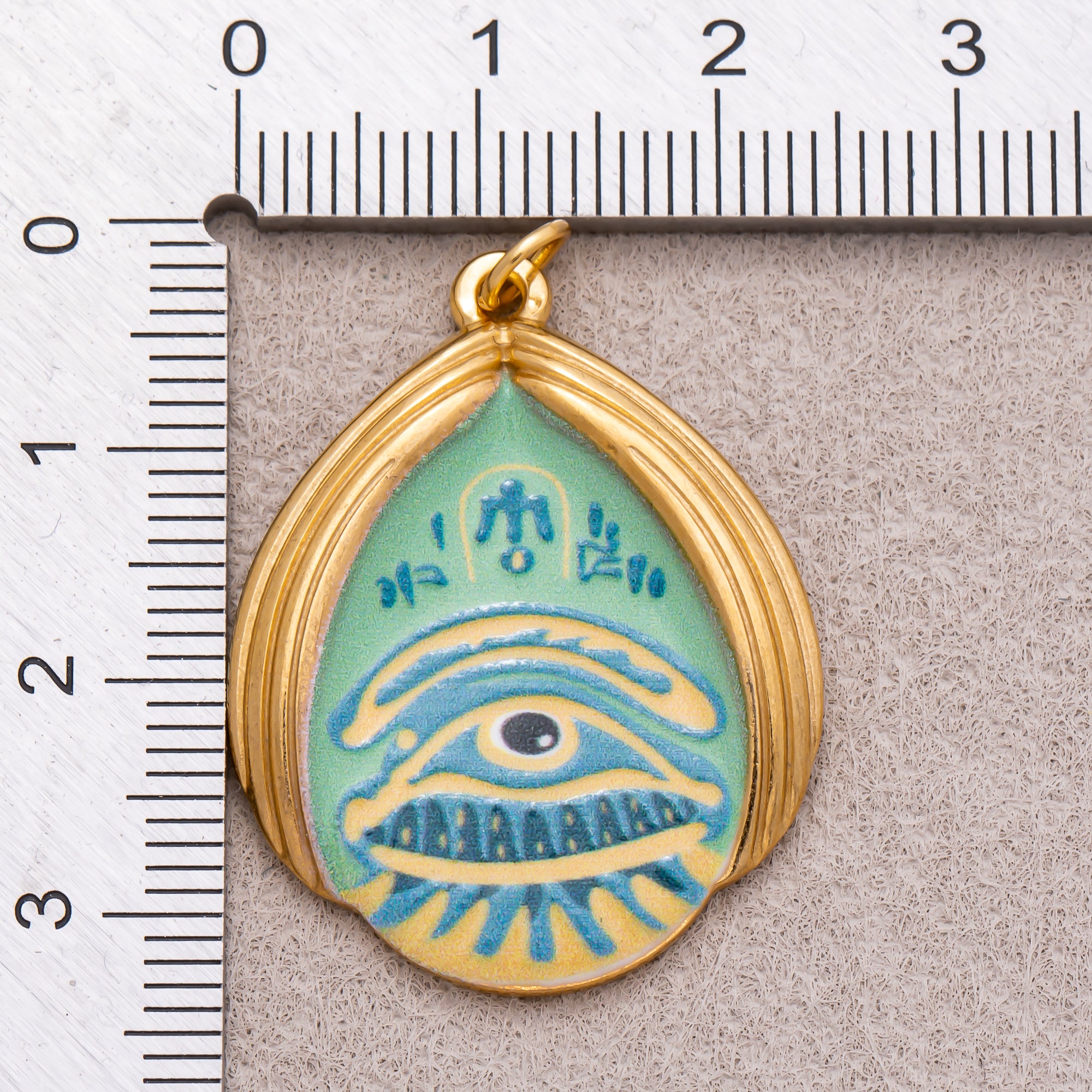 Gold PVD Stainless Steel Teardrop Evil Eye Enamel Pendants