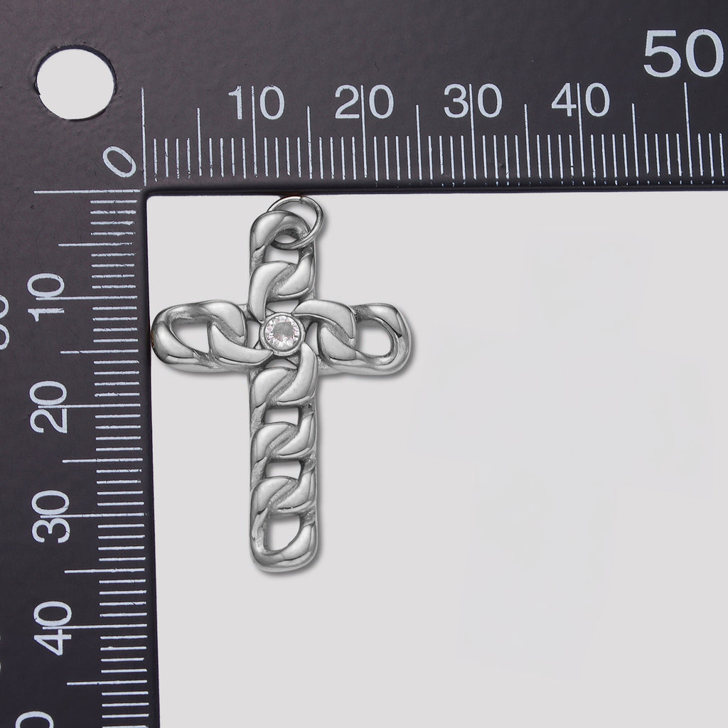 Launch Promo: Stainless Steel Cuban Chain Cross Pendant | Sold Each