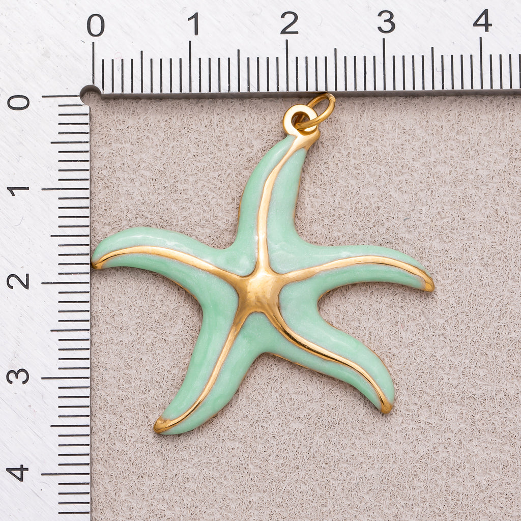 Gold PVD Stainless Steel Pastel Ocean Starfish Charm