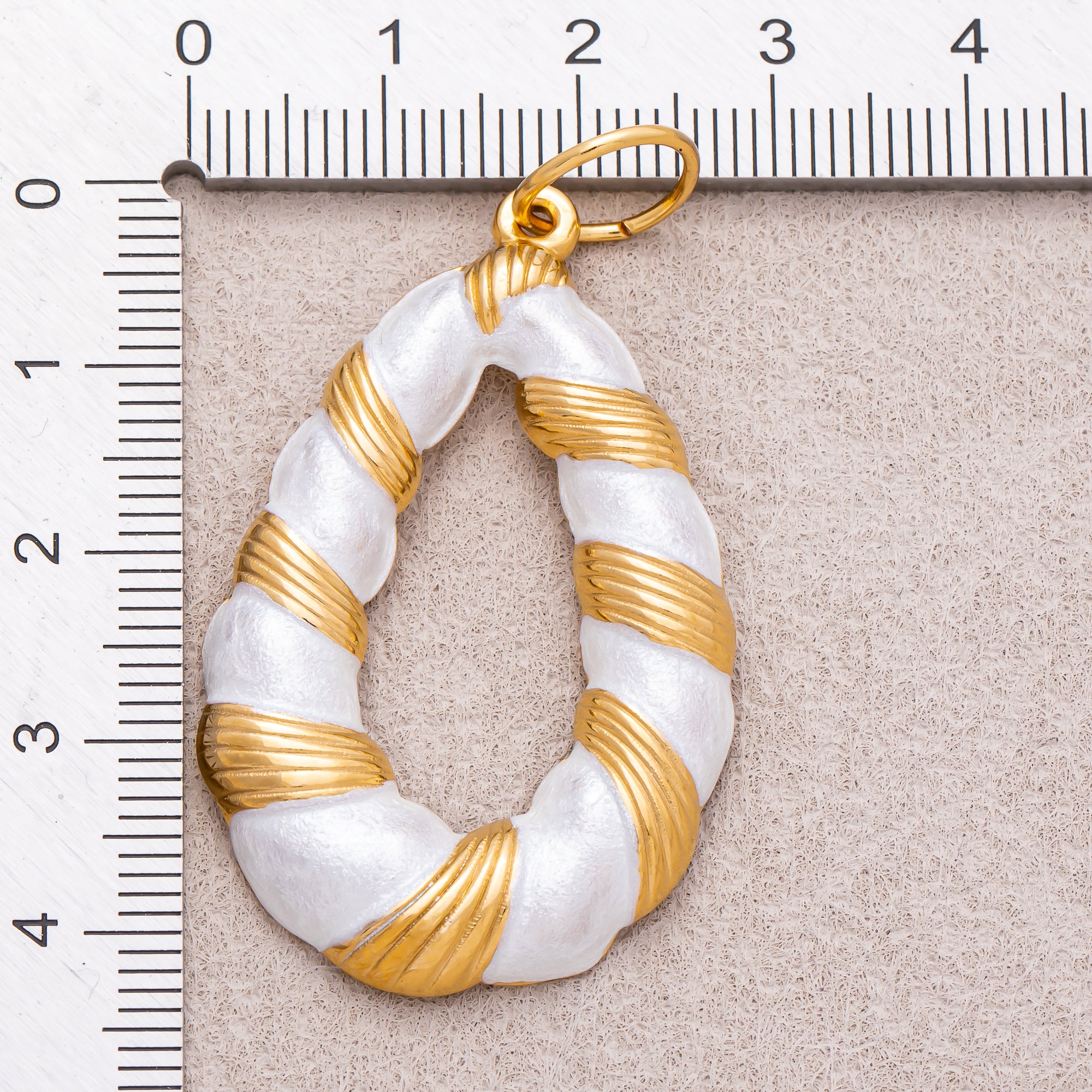 Gold PVD Stainless Steel Mother of Pearl Rope Teardrop Open Charm