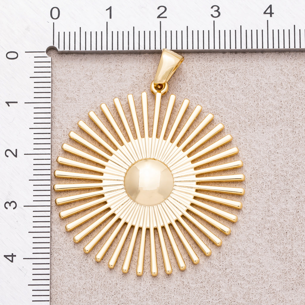 Gold PVD Stainless Steel Celestial Sunburst Pendant
