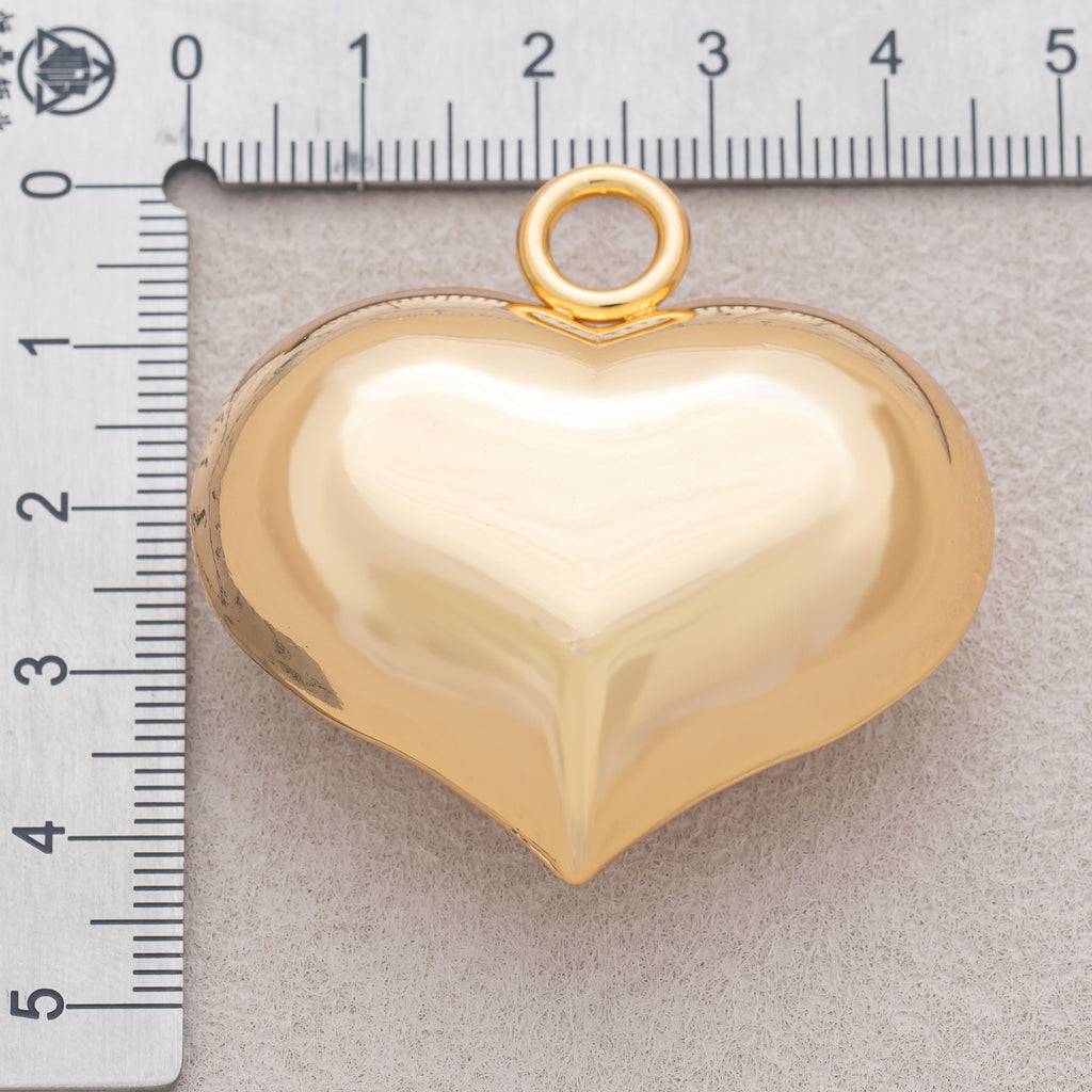 Gold PVD Stainless Steel Plain Dome Love Heart Charm