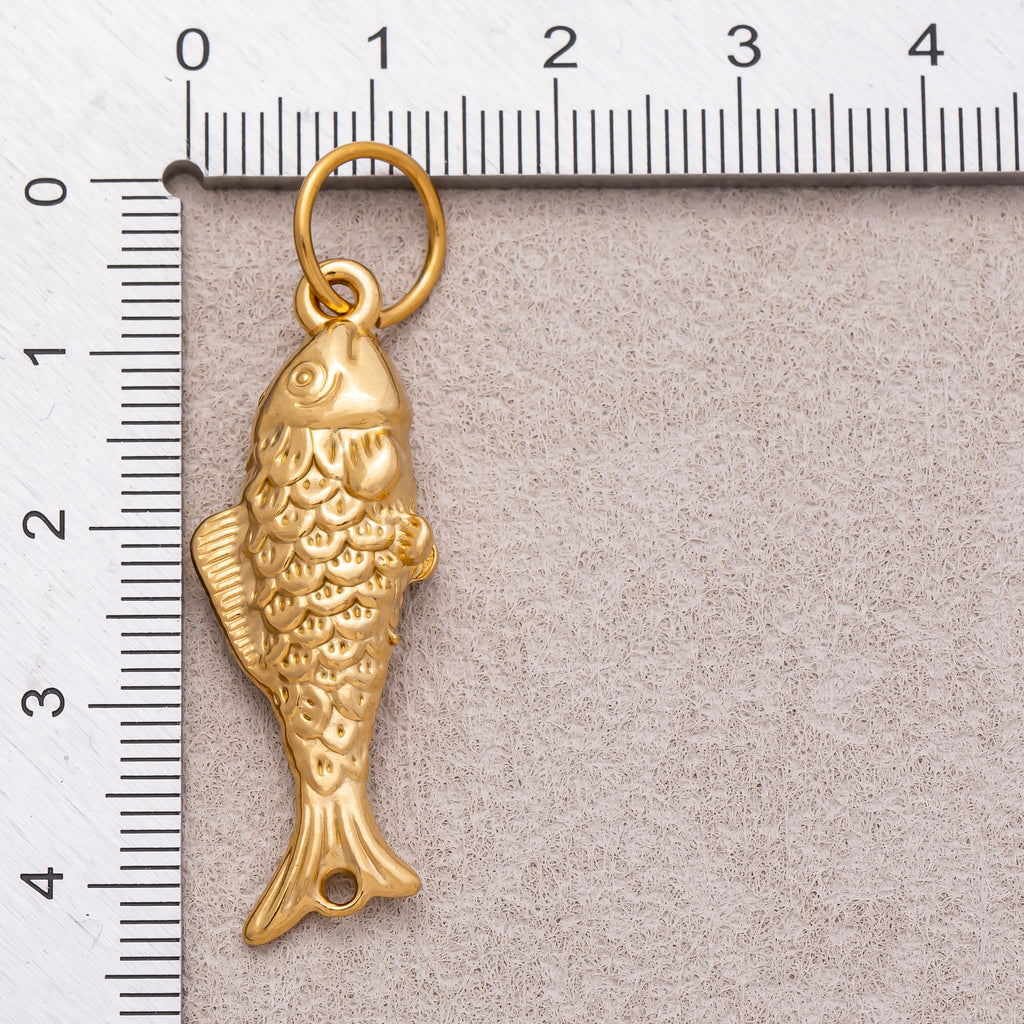 Gold PVD Stainless Steel Large Fish Multidimensional Animal Pendant