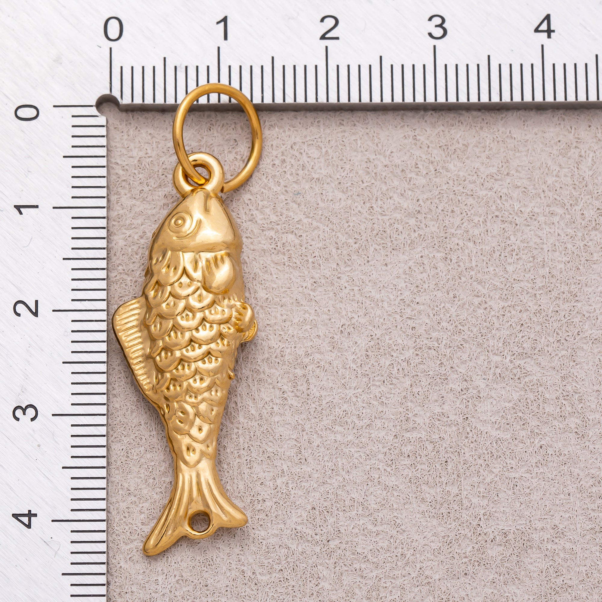 Gold PVD Stainless Steel Large Fish Multidimensional Animal Pendant