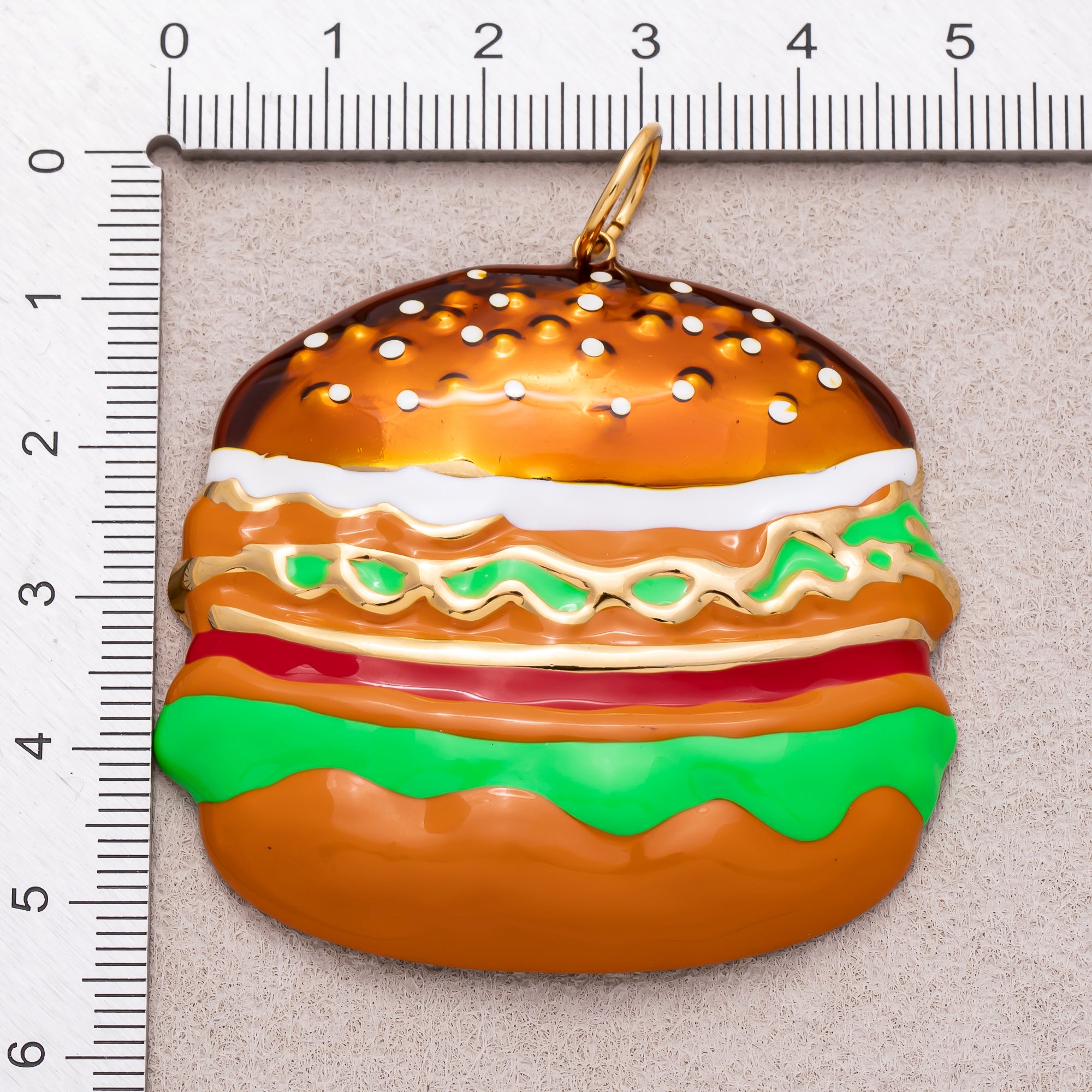 Gold PVD Stainless Steel Enamel Burger Fast Food Charm