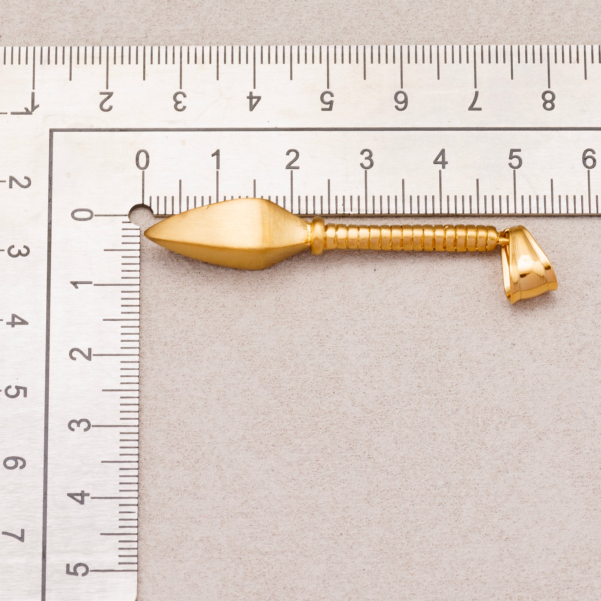Gold PVD Stainless Steel Vintage Ribbed Spear Pendant