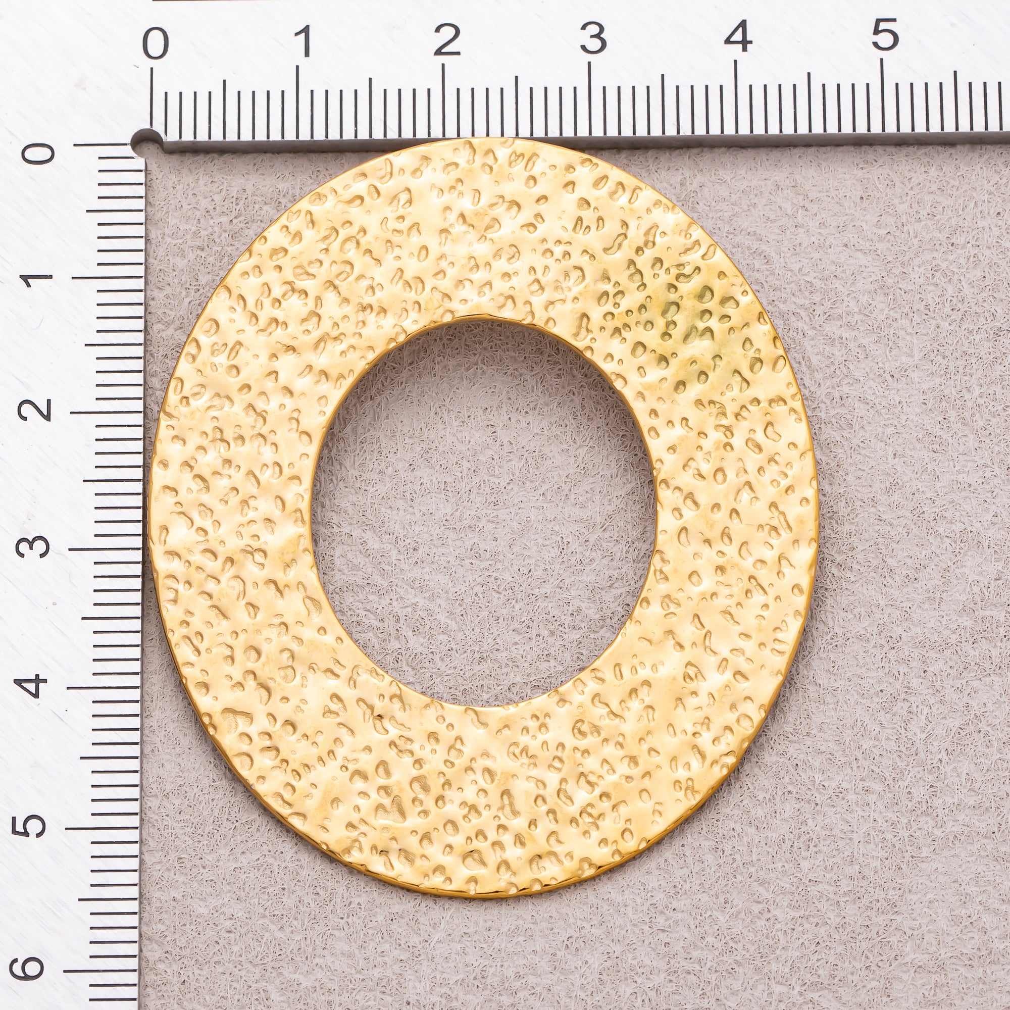 Gold PVD Stainless Steel Hammered Open Circle Disk Pendant