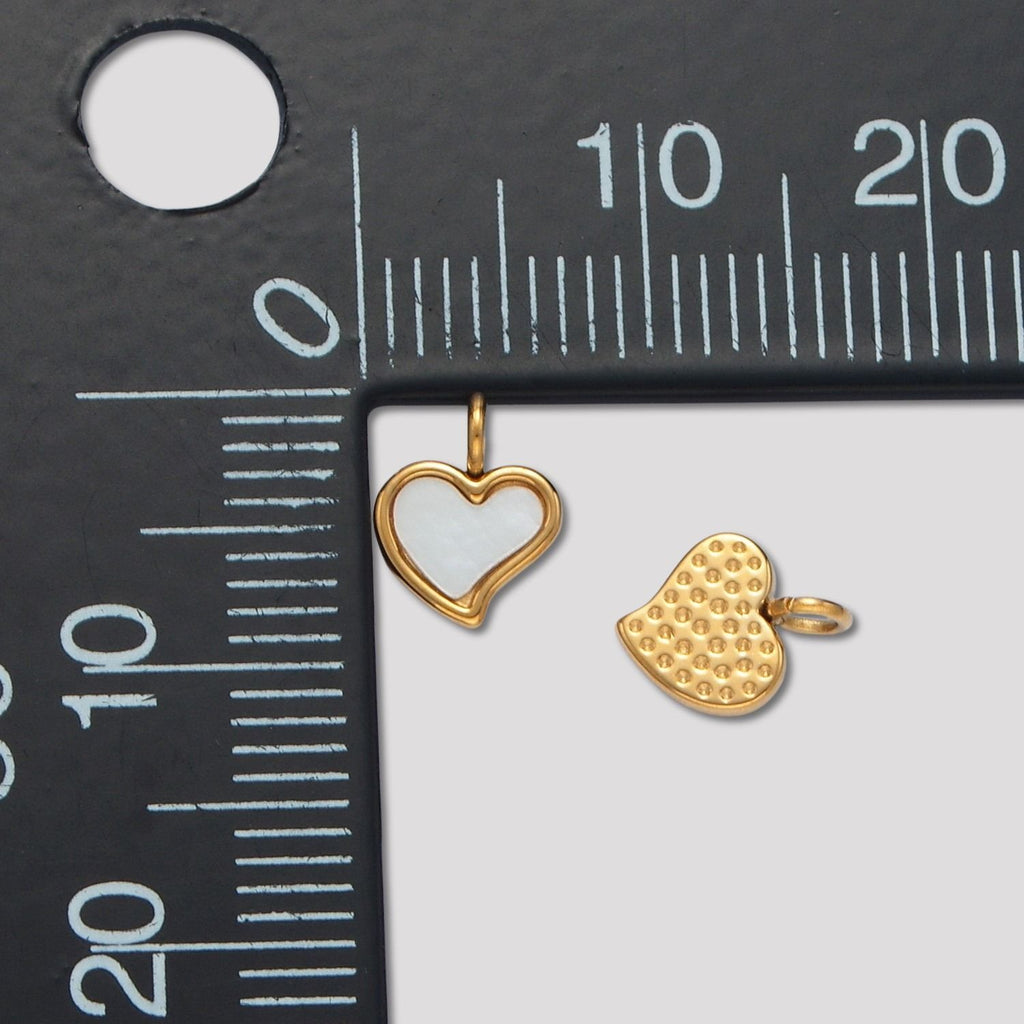 Launch Promo: 24K Gold PVD Stainless Steel Mother of Pearl Mini Irregular Love Heart Charm | Sold Each